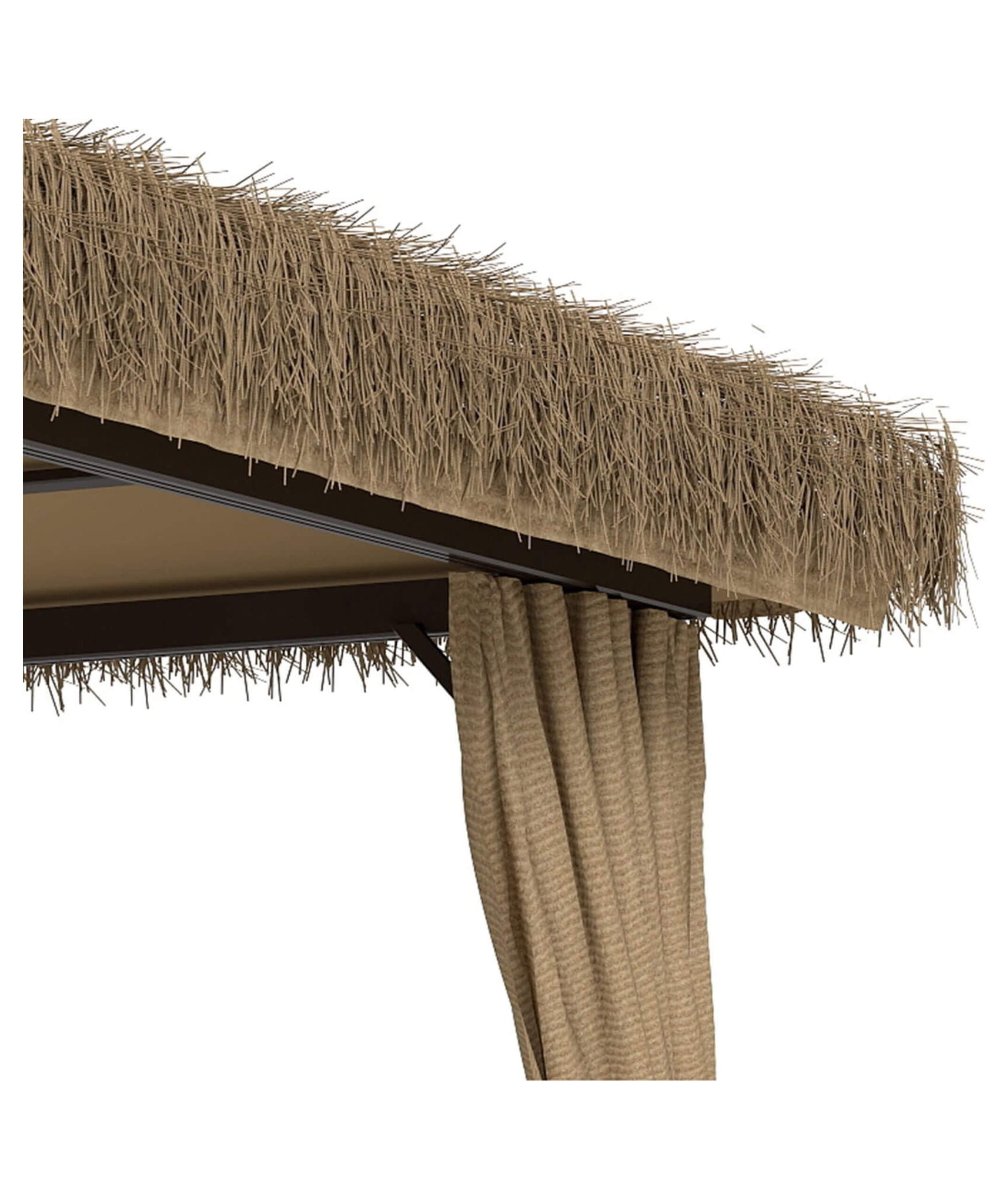 Alora Outdoor Double Canopy Aluminum Patio Gazebo With Hawaiian Thatch Roof (SAK39068)
