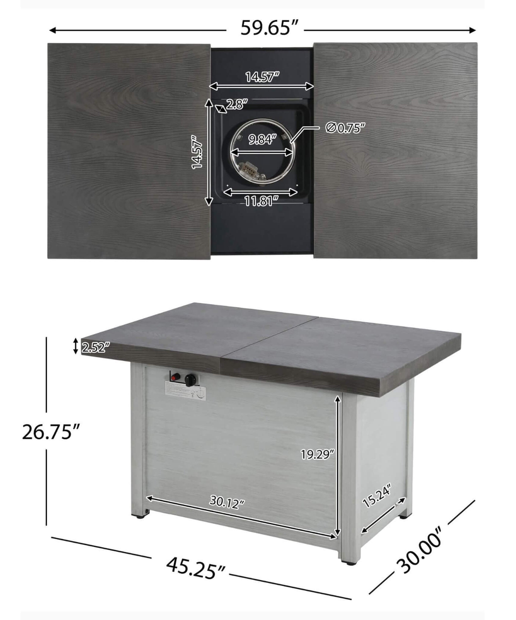 Alora Premium 50K BTU Rectangle Outdoor Aluminum Fire Pit Table (SAK70248)