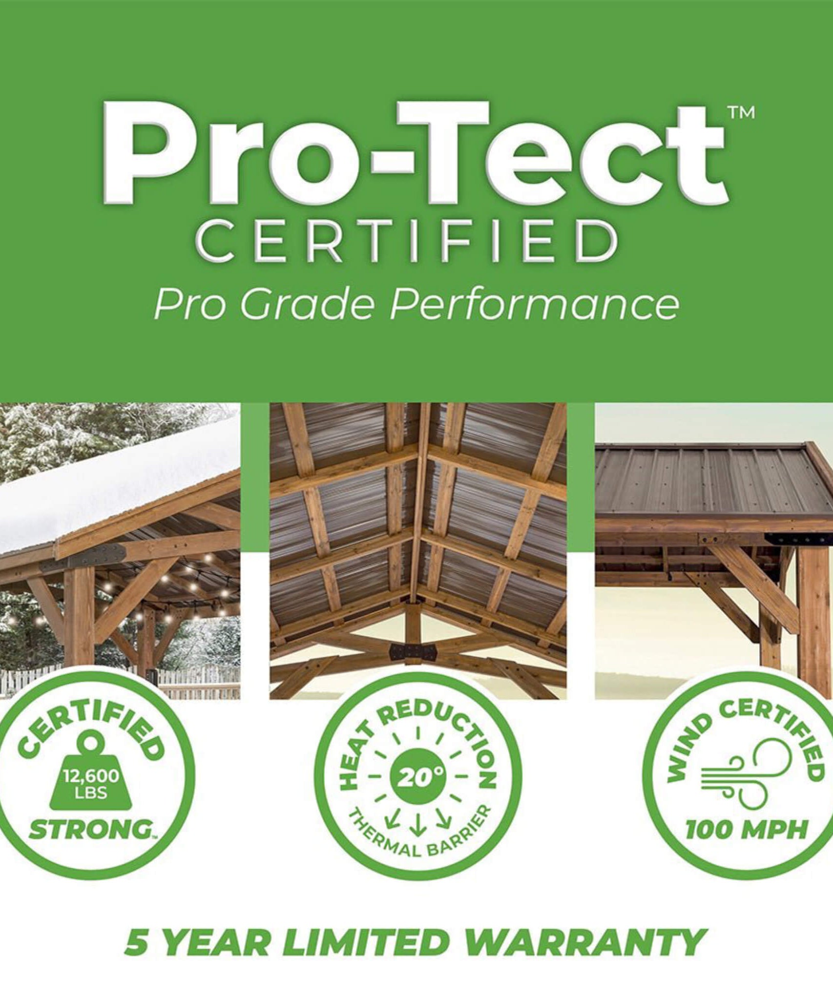 [12X20FT] Alora Premium All Cedar Wooden Carport Pavilion Gazebo With Sloped Hardtop Steel Roof (SAK14279)