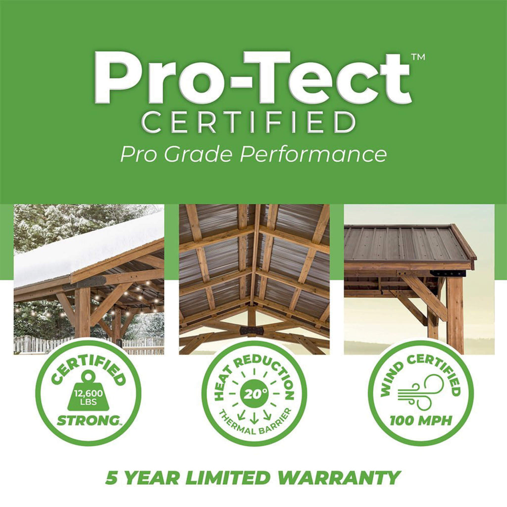 [12X20FT] Alora Premium All Cedar Wooden Carport Pavilion Gazebo With Sloped Hardtop Steel Roof (SAK14279)