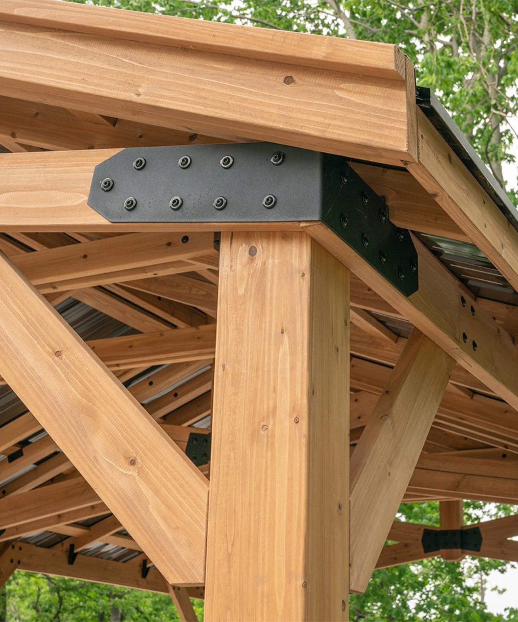 [12X20FT] Alora Premium All Cedar Wooden Carport Pavilion Gazebo With Sloped Hardtop Steel Roof (SAK14279)