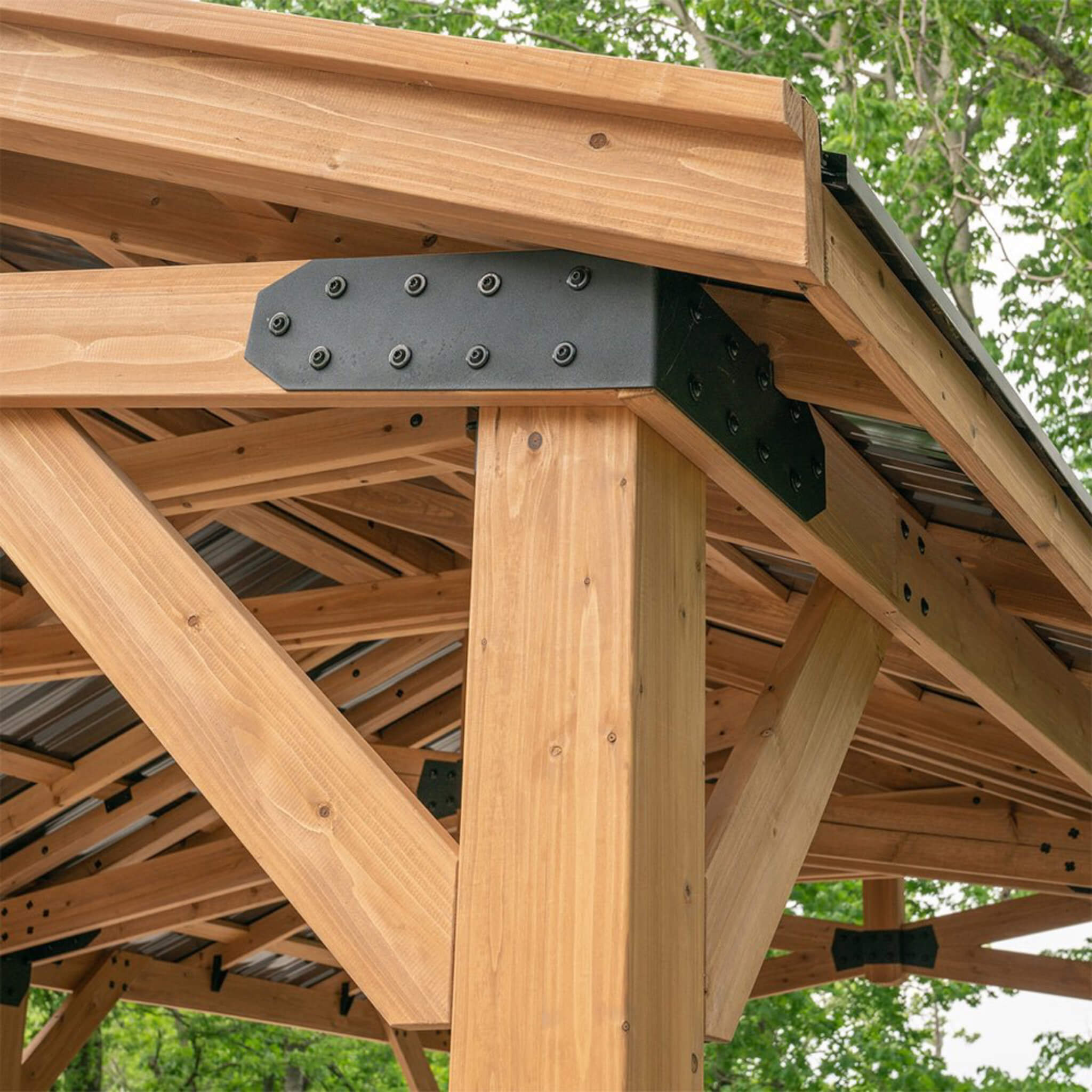 [12X20FT] Alora Premium All Cedar Wooden Carport Pavilion Gazebo With Sloped Hardtop Steel Roof (SAK14279)