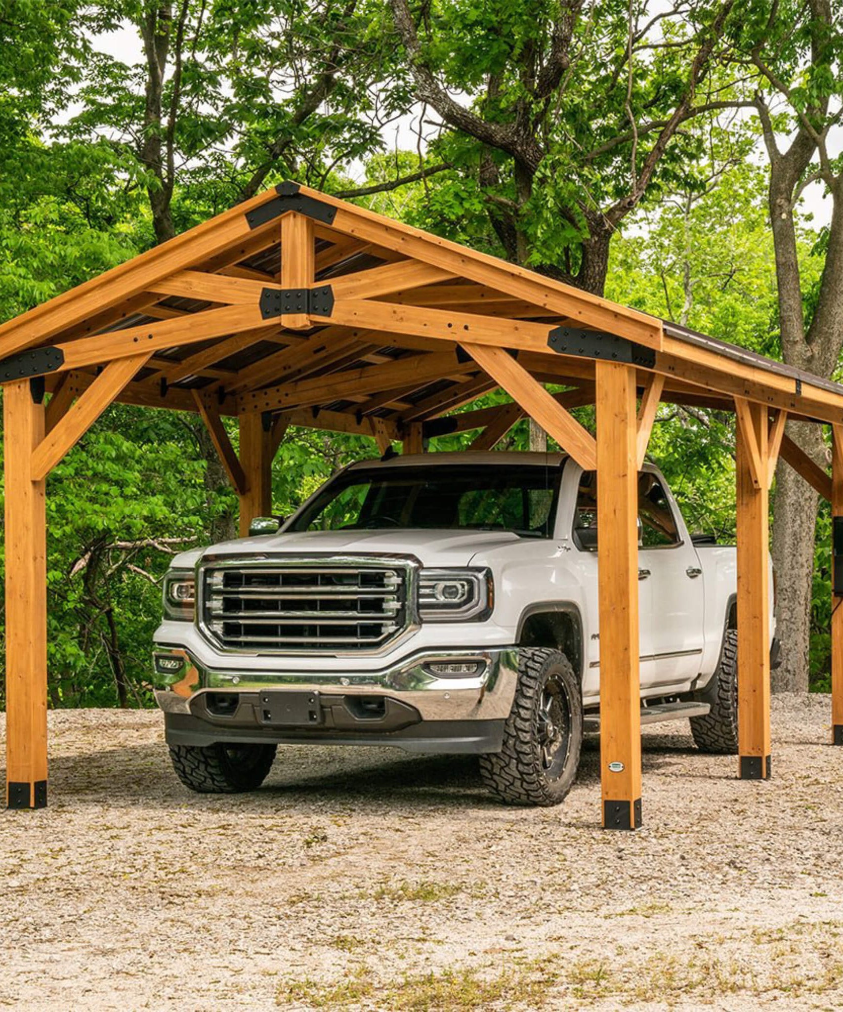 [12X20FT] Alora Premium All Cedar Wooden Carport Pavilion Gazebo With Sloped Hardtop Steel Roof (SAK14279)