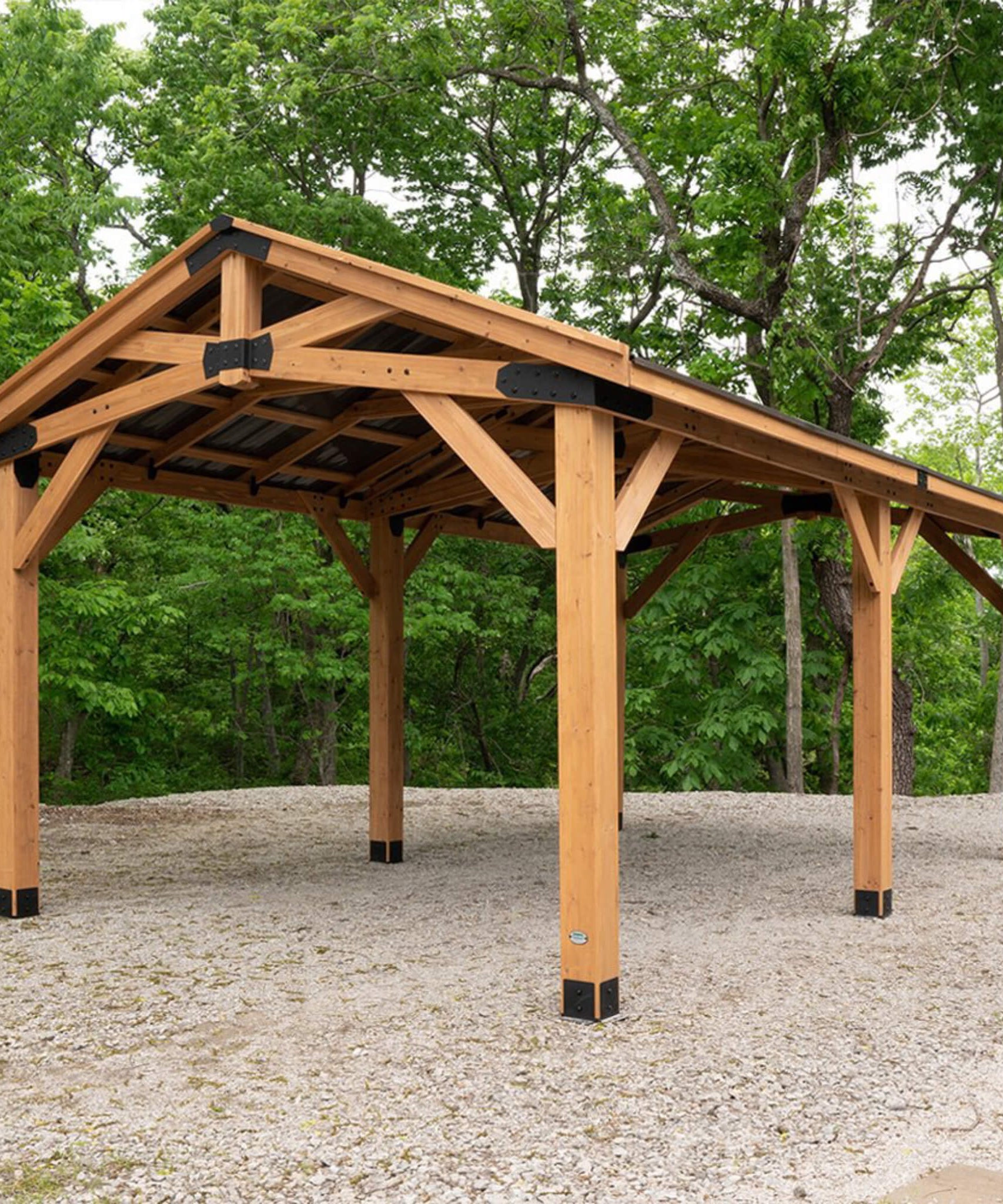 [12X20FT] Alora Premium All Cedar Wooden Carport Pavilion Gazebo With Sloped Hardtop Steel Roof (SAK14279)