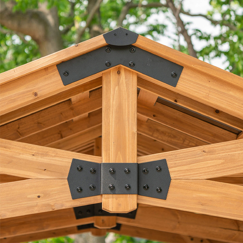 [12X20FT] Alora Premium All Cedar Wooden Carport Pavilion Gazebo With Sloped Hardtop Steel Roof (SAK14279)