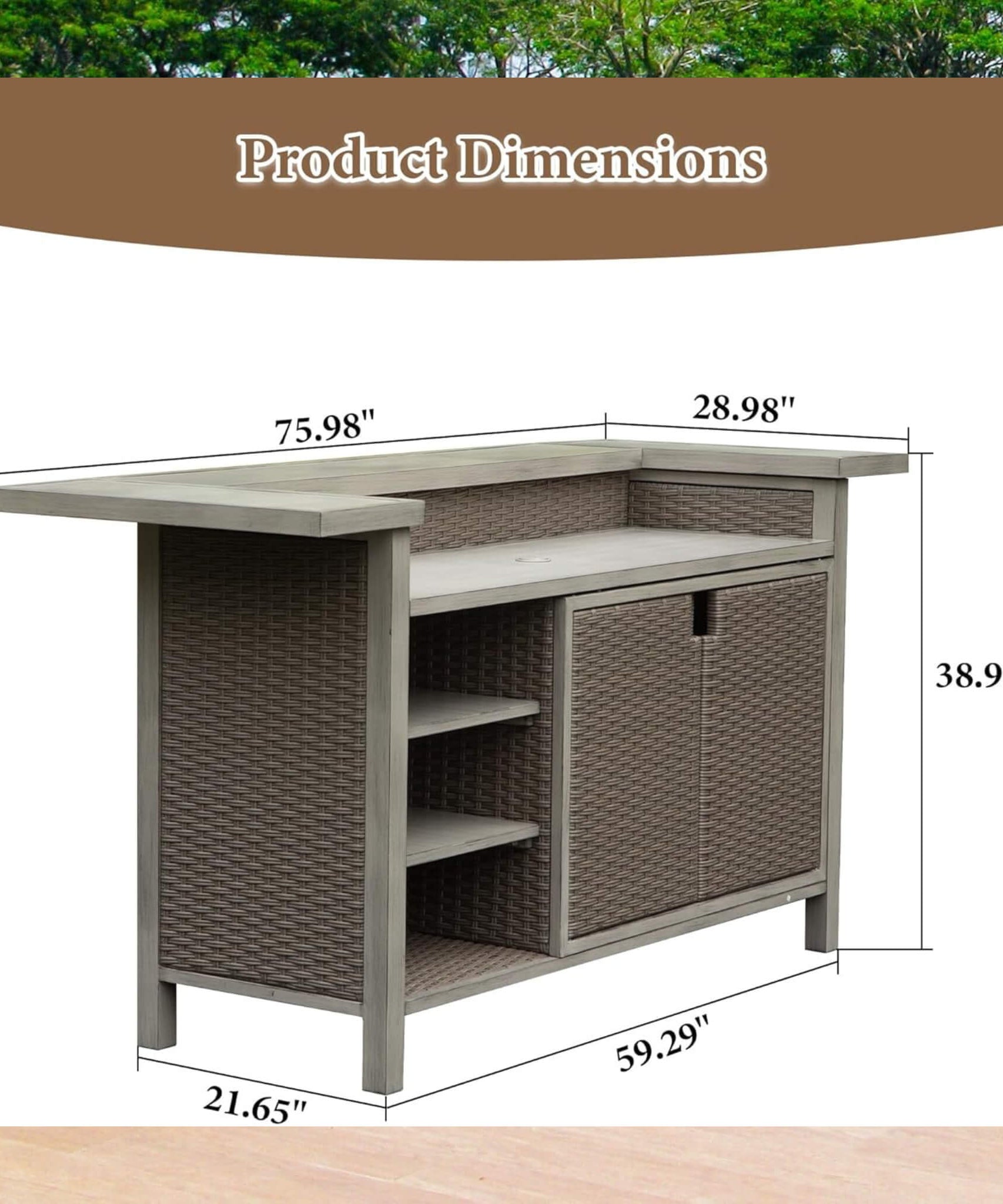 Alora Premium All-Weather Spacious Outdoor Patio Bar Table With Aluminum Frame (SAK51876)