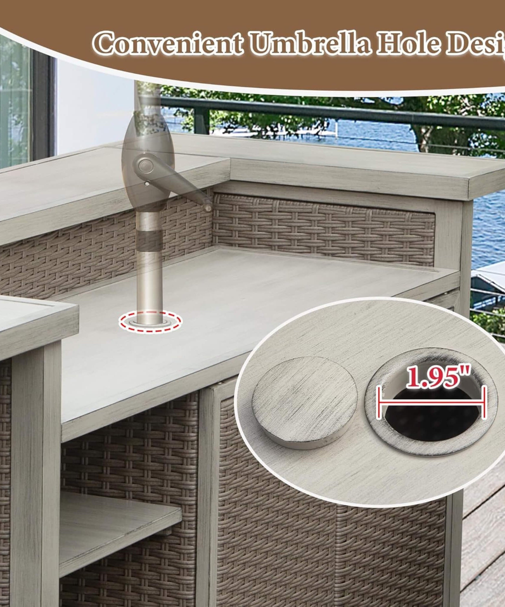 Alora Premium All-Weather Spacious Outdoor Patio Bar Table With Aluminum Frame (SAK51876)