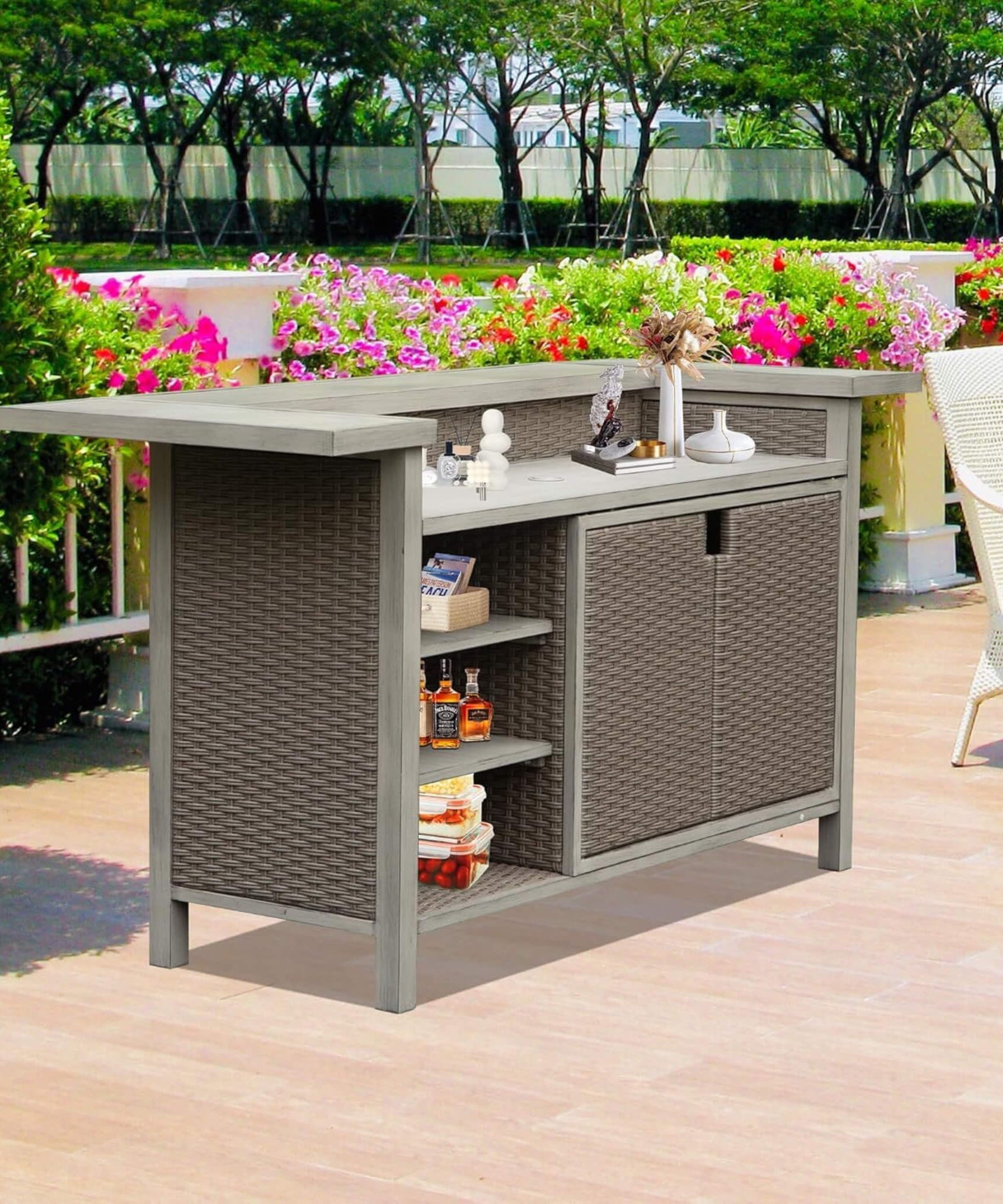 Alora Premium All-Weather Spacious Outdoor Patio Bar Table With Aluminum Frame (SAK51876)