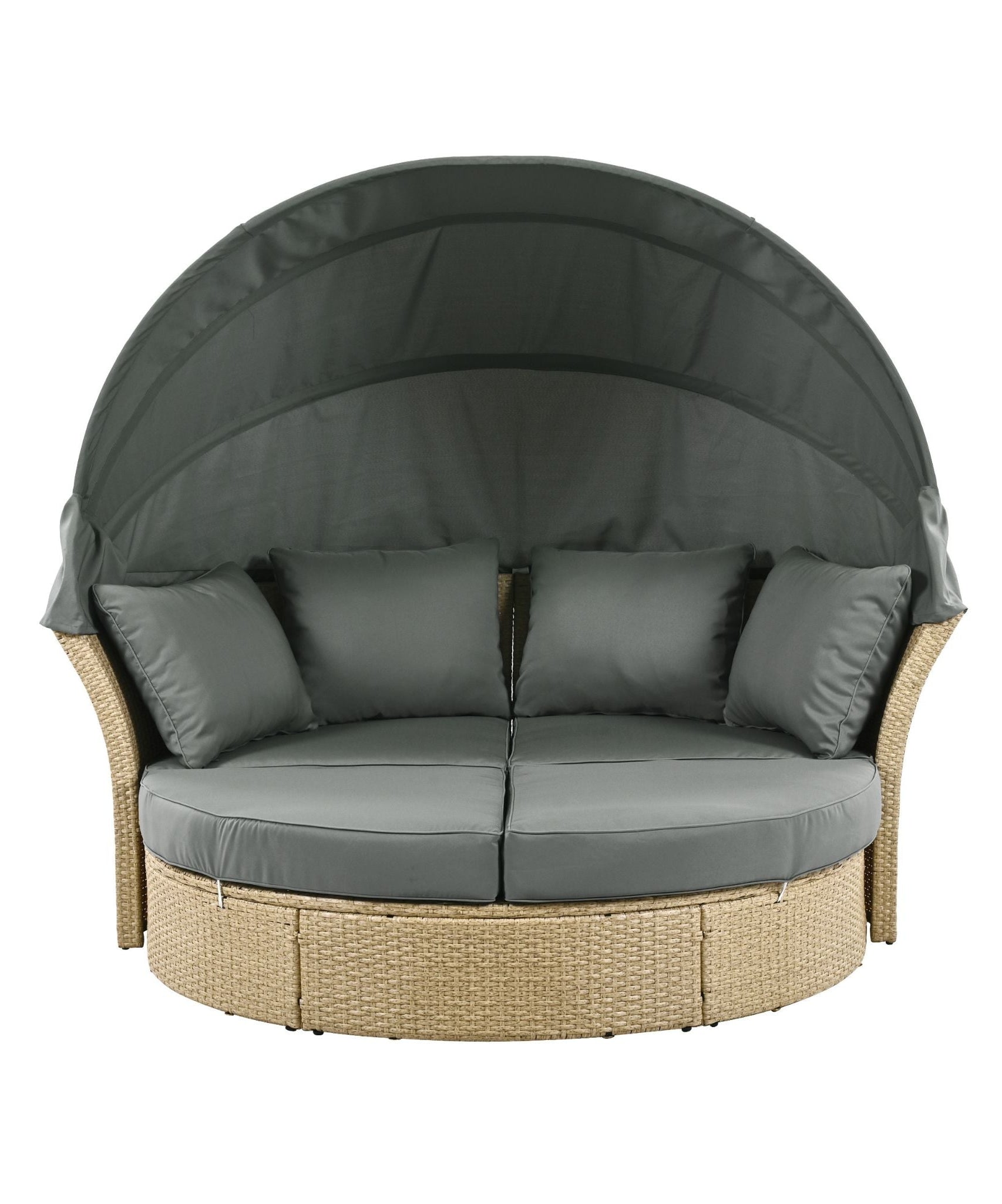 Alora Premium Outdoor Garden Wicker Rattan Patio Daybed With Retractable Canopy (SAK43581)