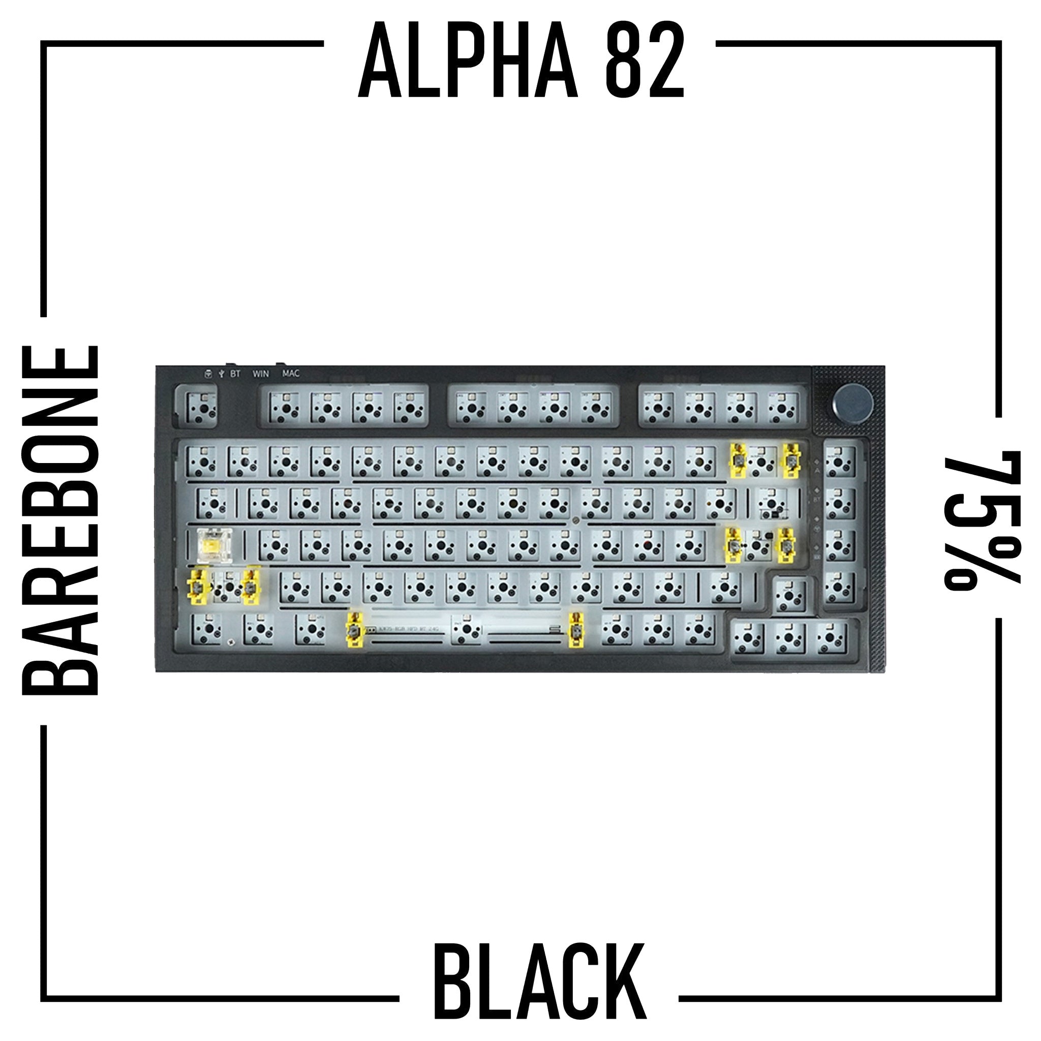 Alpha 82 - 75% Wireless Keyboard Barebone Kit with knob