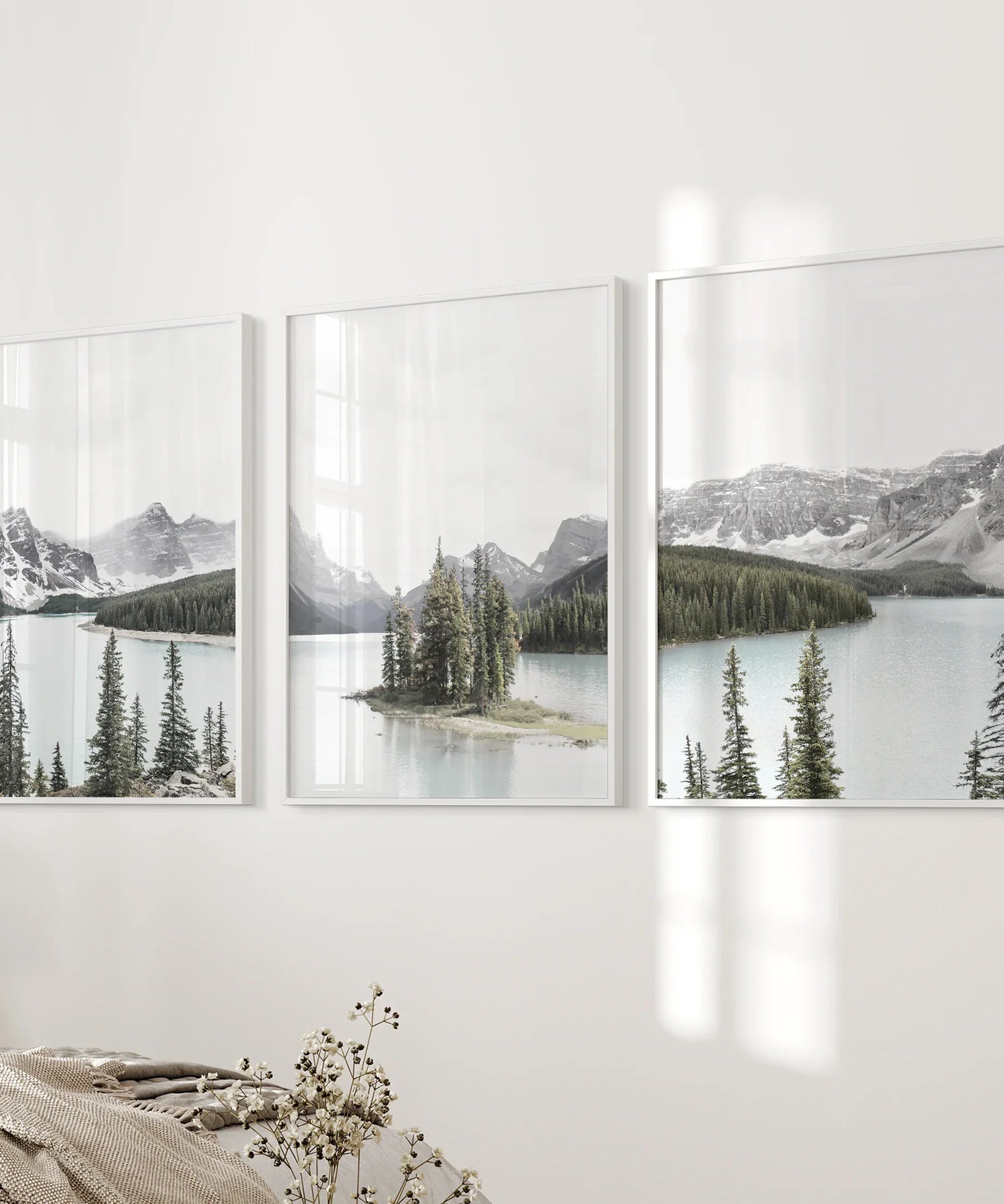 Canada Mountain Lake Poster. 3 Piece Nature Wall Art