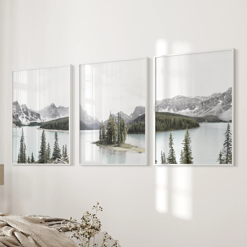 Canada Mountain Lake Poster. 3 Piece Nature Wall Art