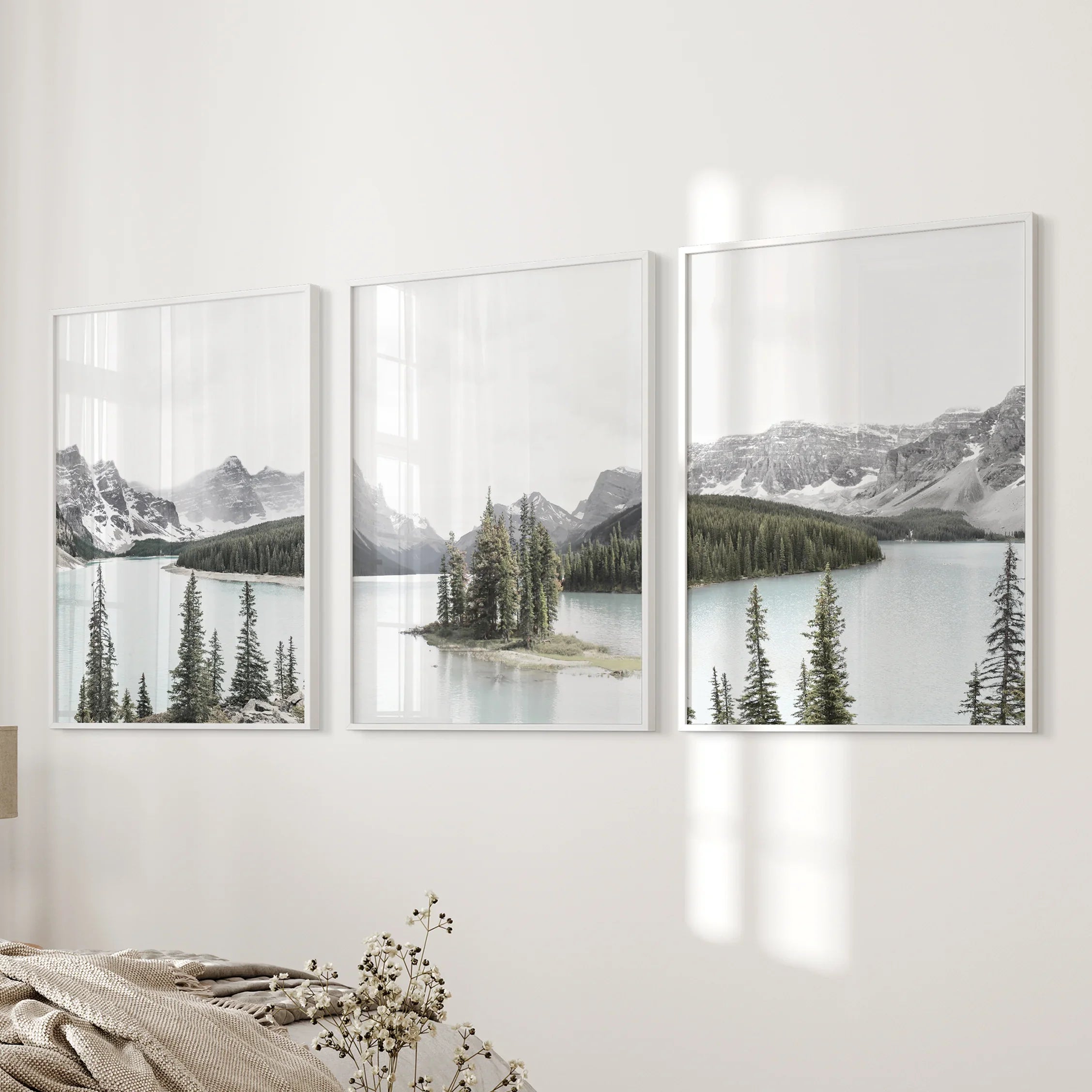Canada Mountain Lake Poster. 3 Piece Nature Wall Art
