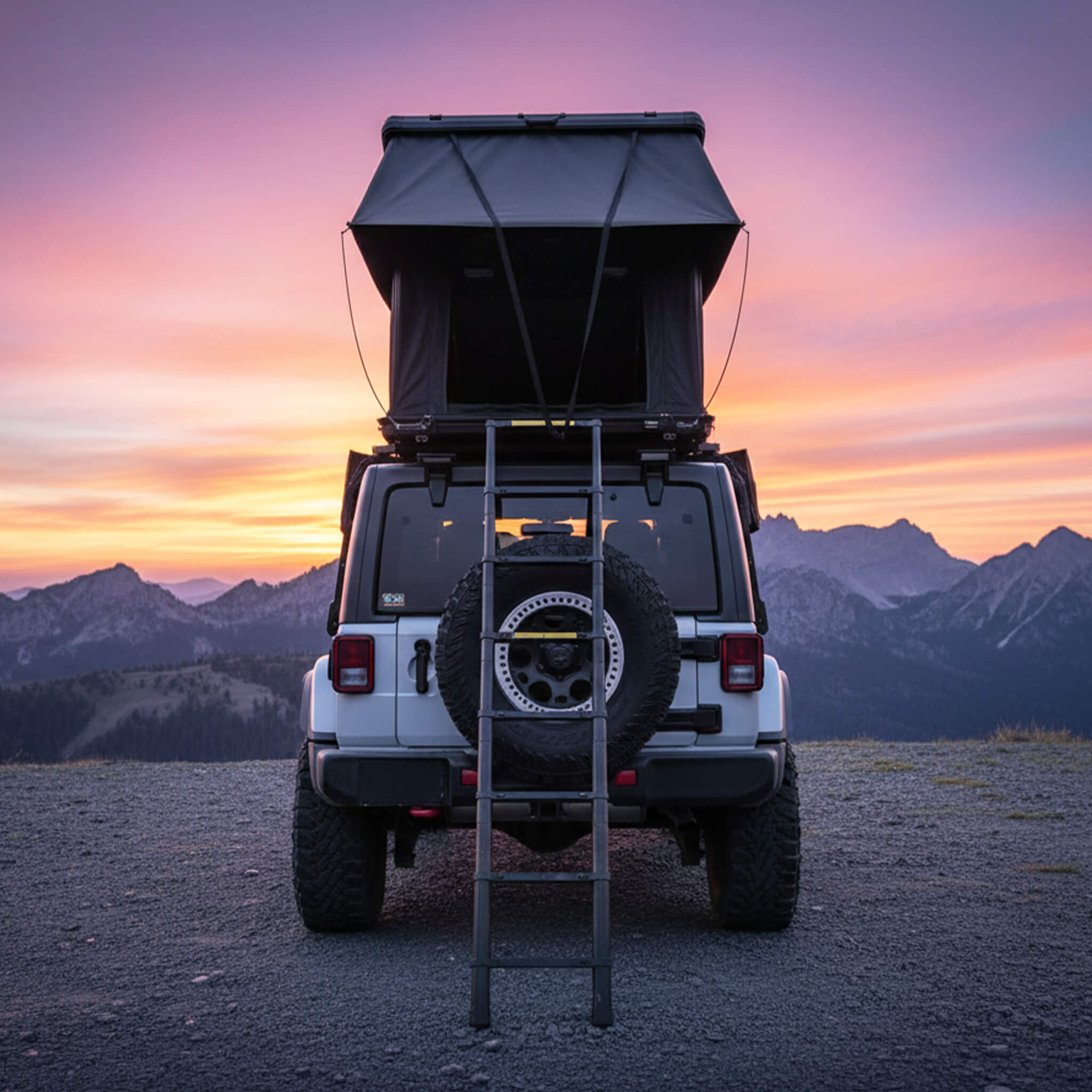 Trailora Nova Aluminum Hard-Shell Rooftop Tent With Ladder, Tri-Color LED Lighting, And Memory Foam Mattress [2-3 People] (SAK57409)