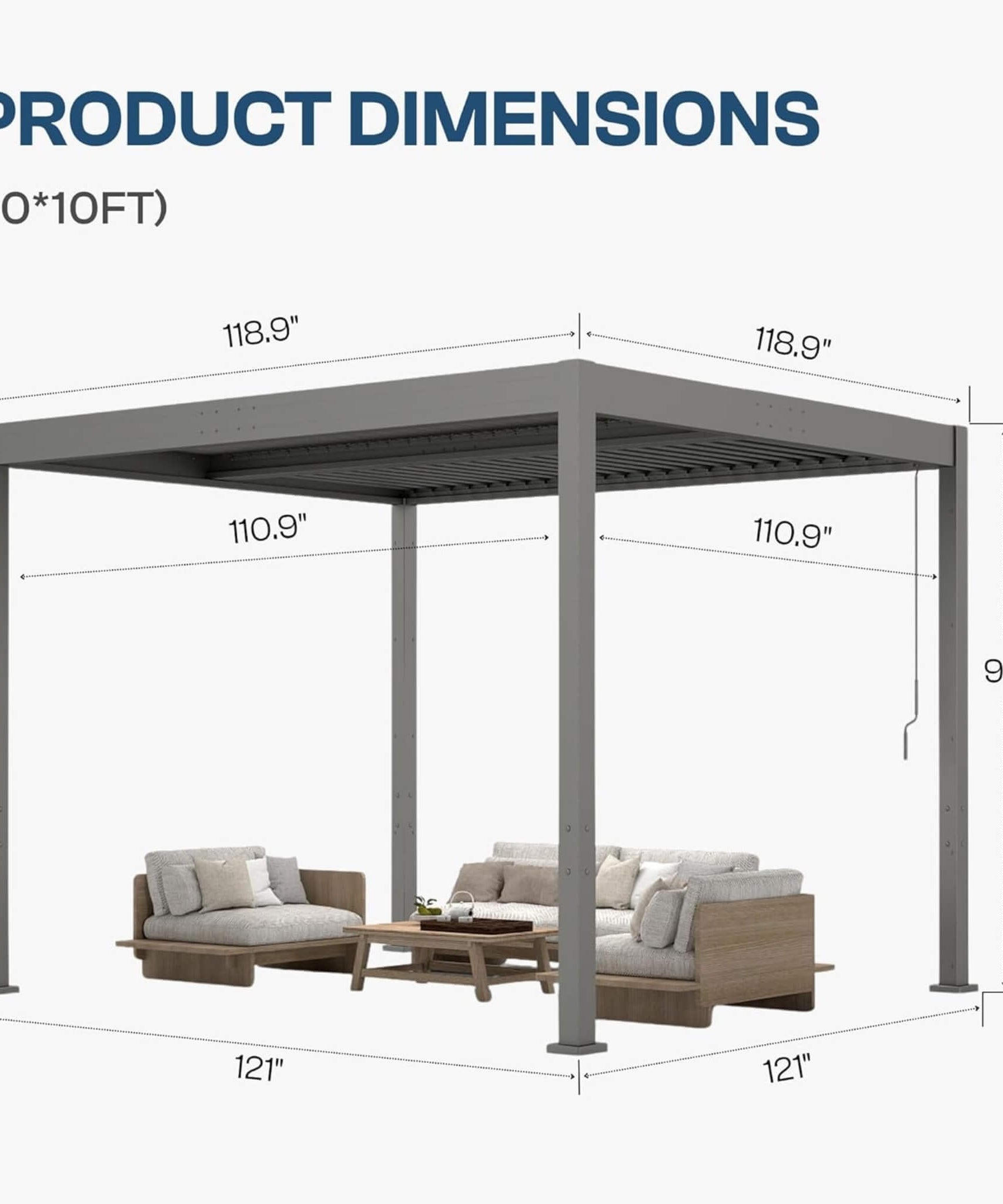 Alora Aluminum Louvered Pergola Kit With Adjustable Roof & Drainage (SAK94316)