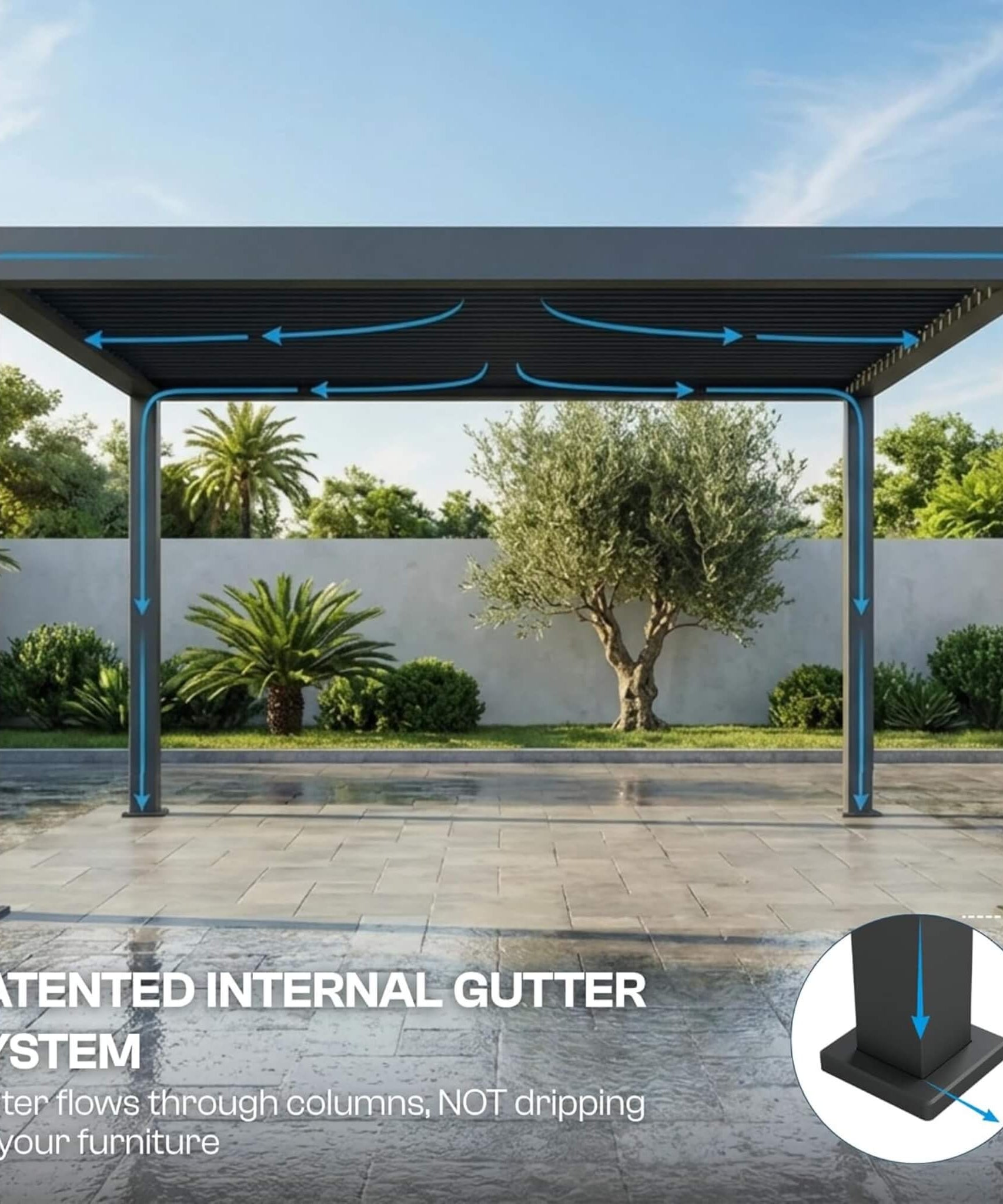 Alora Aluminum Louvered Pergola Kit With Adjustable Roof & Drainage (SAK94316)