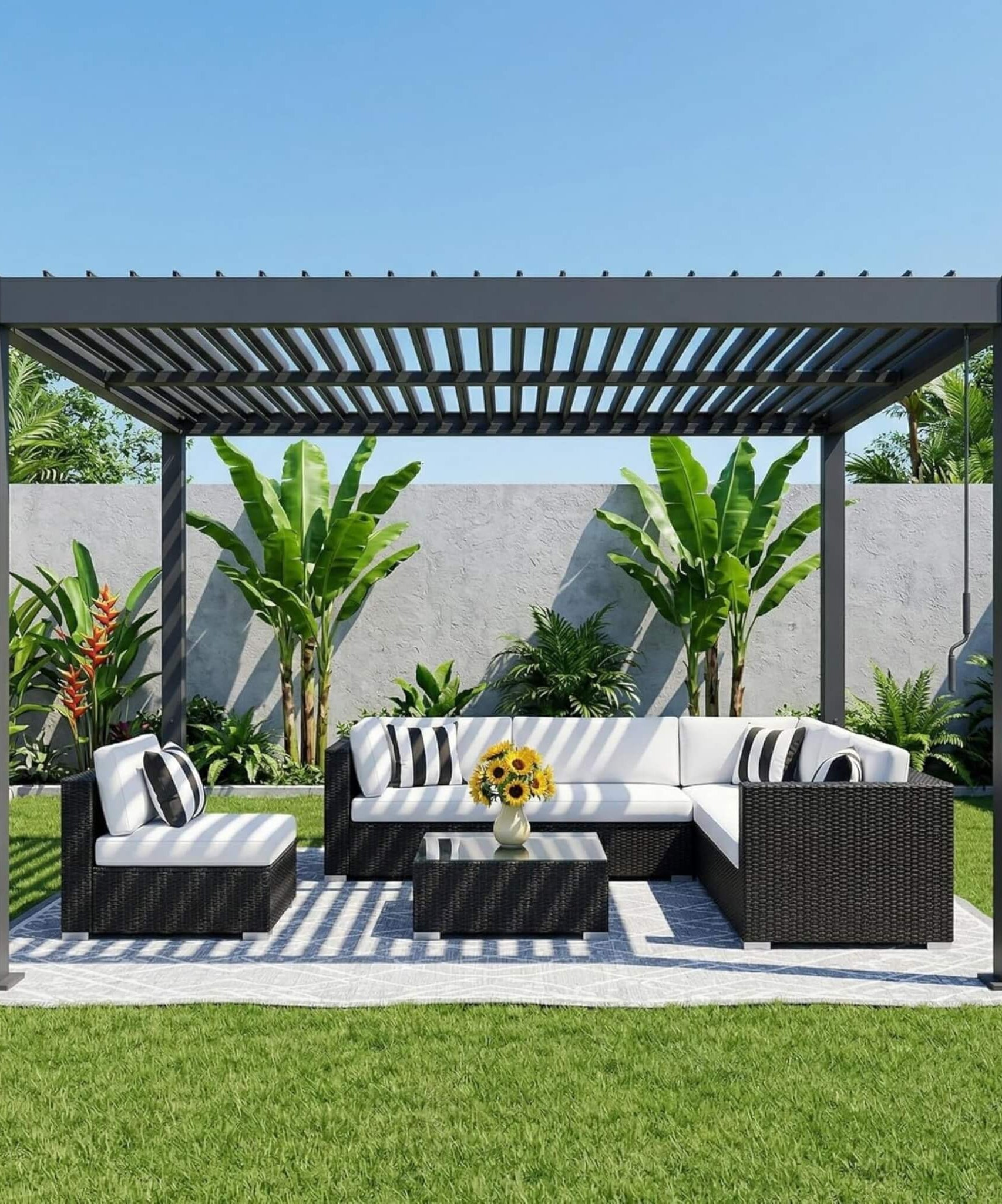 Alora Aluminum Louvered Pergola Kit With Adjustable Roof & Drainage (SAK94316)