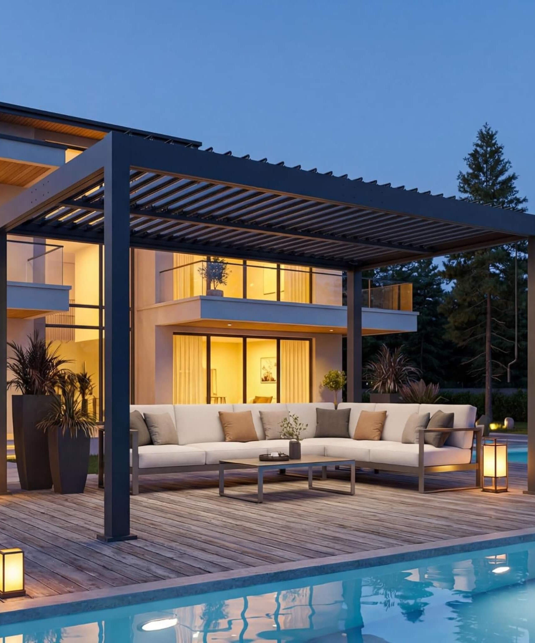 Alora Aluminum Louvered Pergola Kit With Adjustable Roof & Drainage (SAK94316)