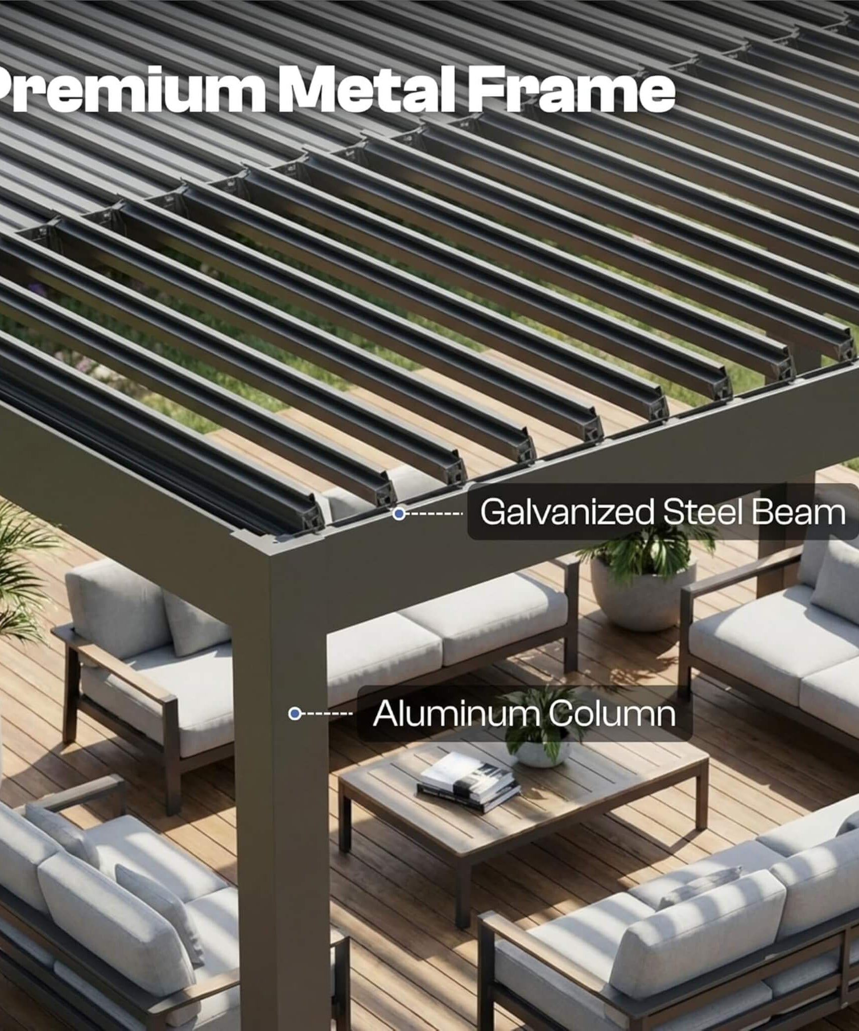 Alora Aluminum Louvered Pergola Kit With Adjustable Roof & Drainage (SAK94316)