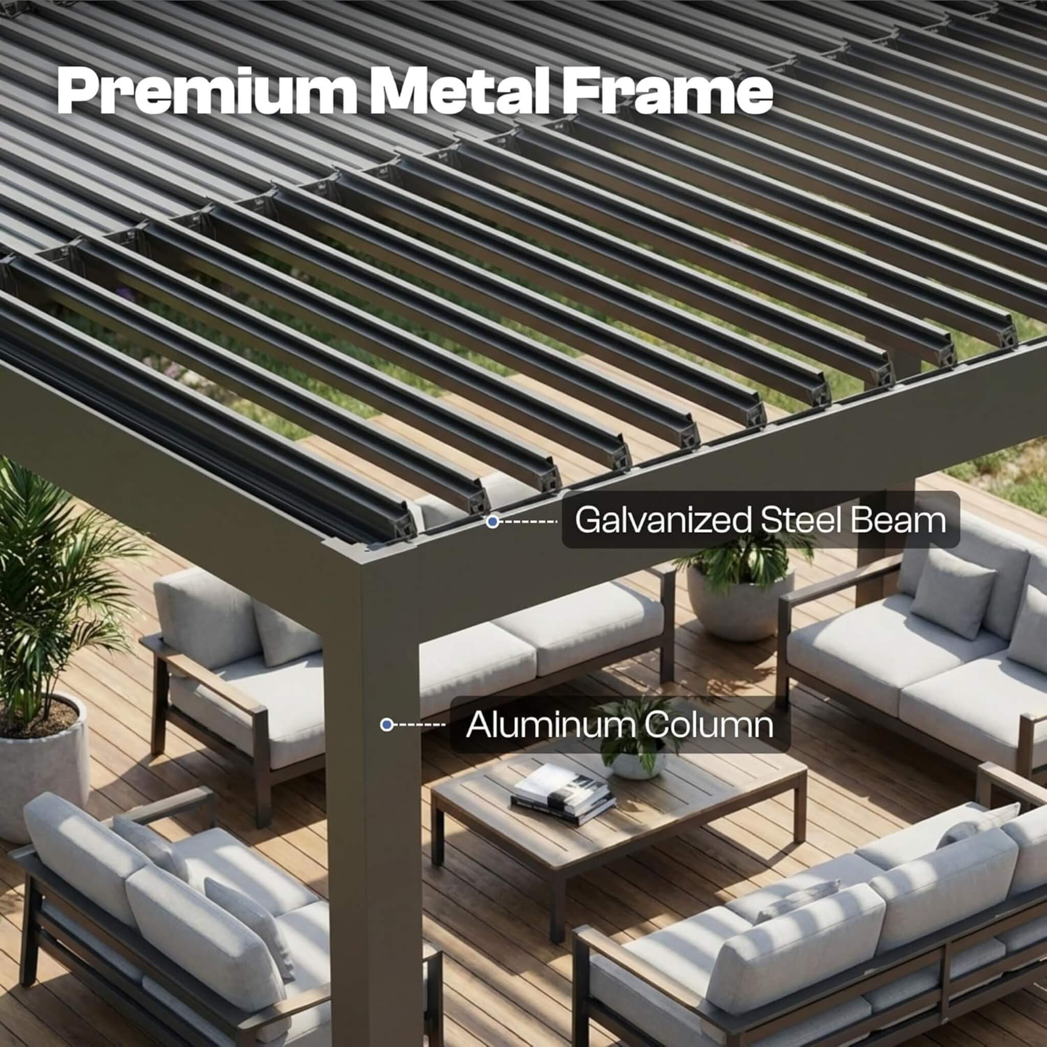 Alora Aluminum Louvered Pergola Kit With Adjustable Roof & Drainage (SAK94316)