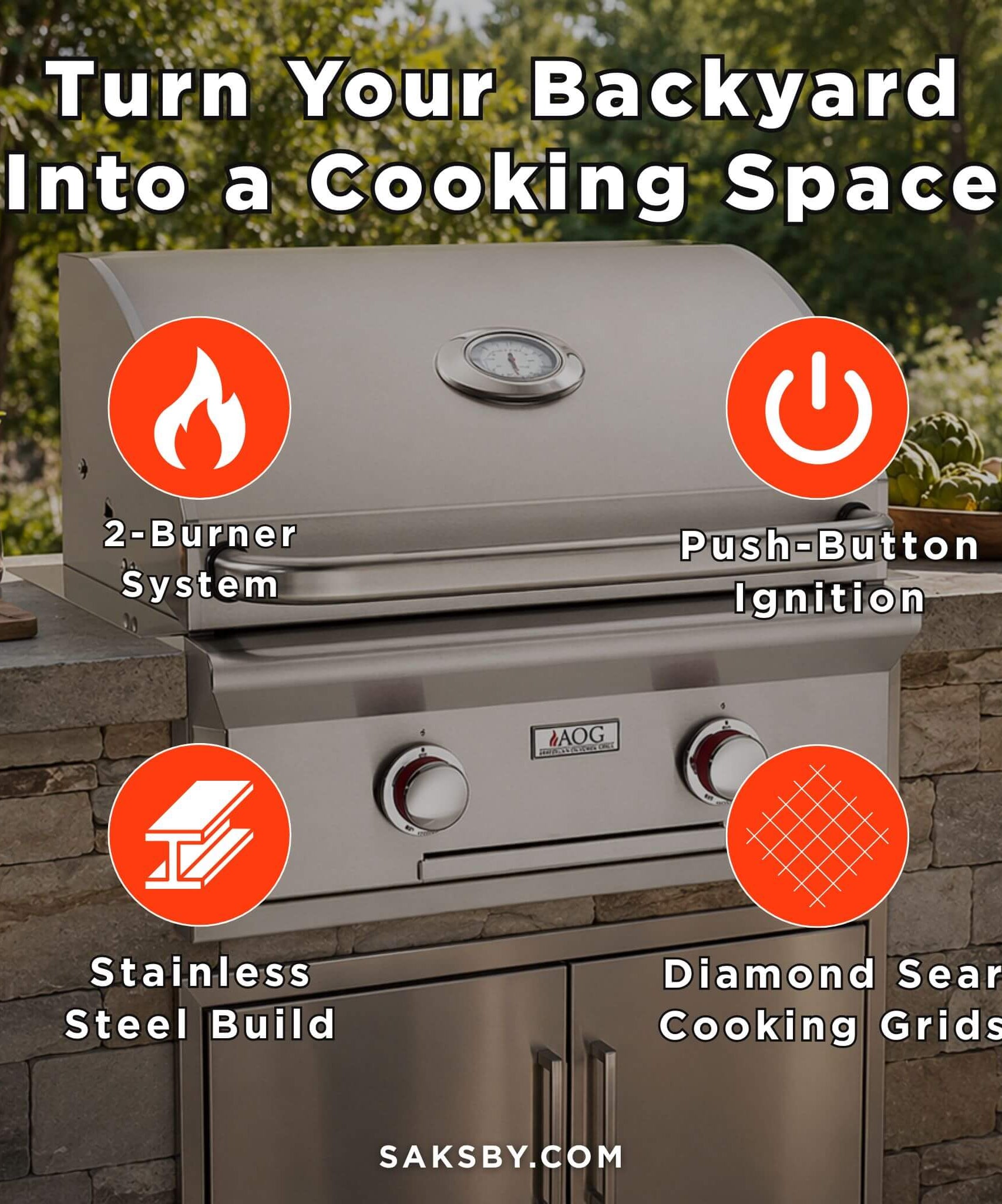 American Outdoor Grill T-Series 24-Inch 2-Burner Built-In Natural Gas Grill [24NBT-00SP] (SAK58391)