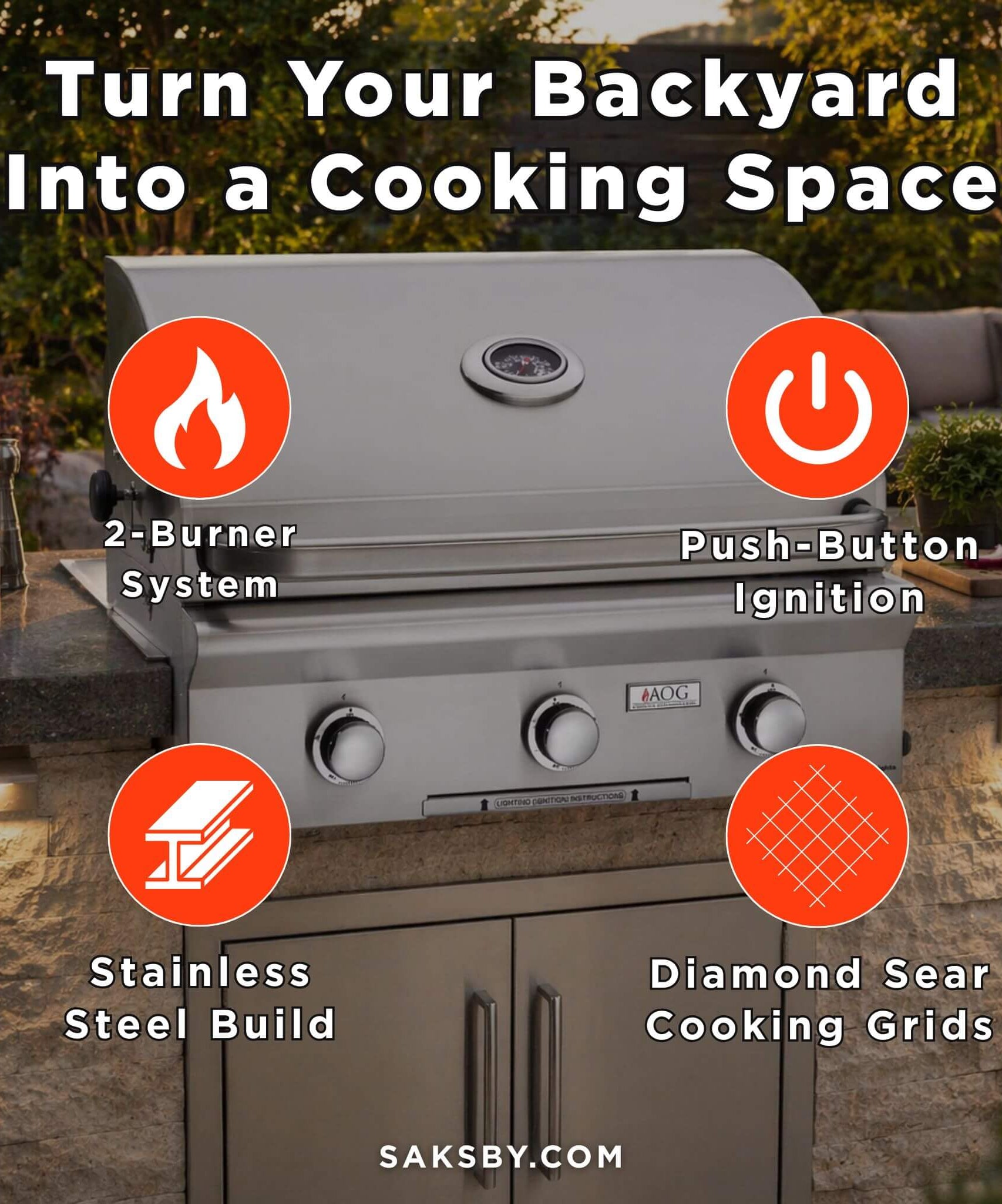 American Outdoor Grill L-Series 30-Inch 3-Burner Built-In Natural Gas Grill [30NBL-00SP] (SAK02335)