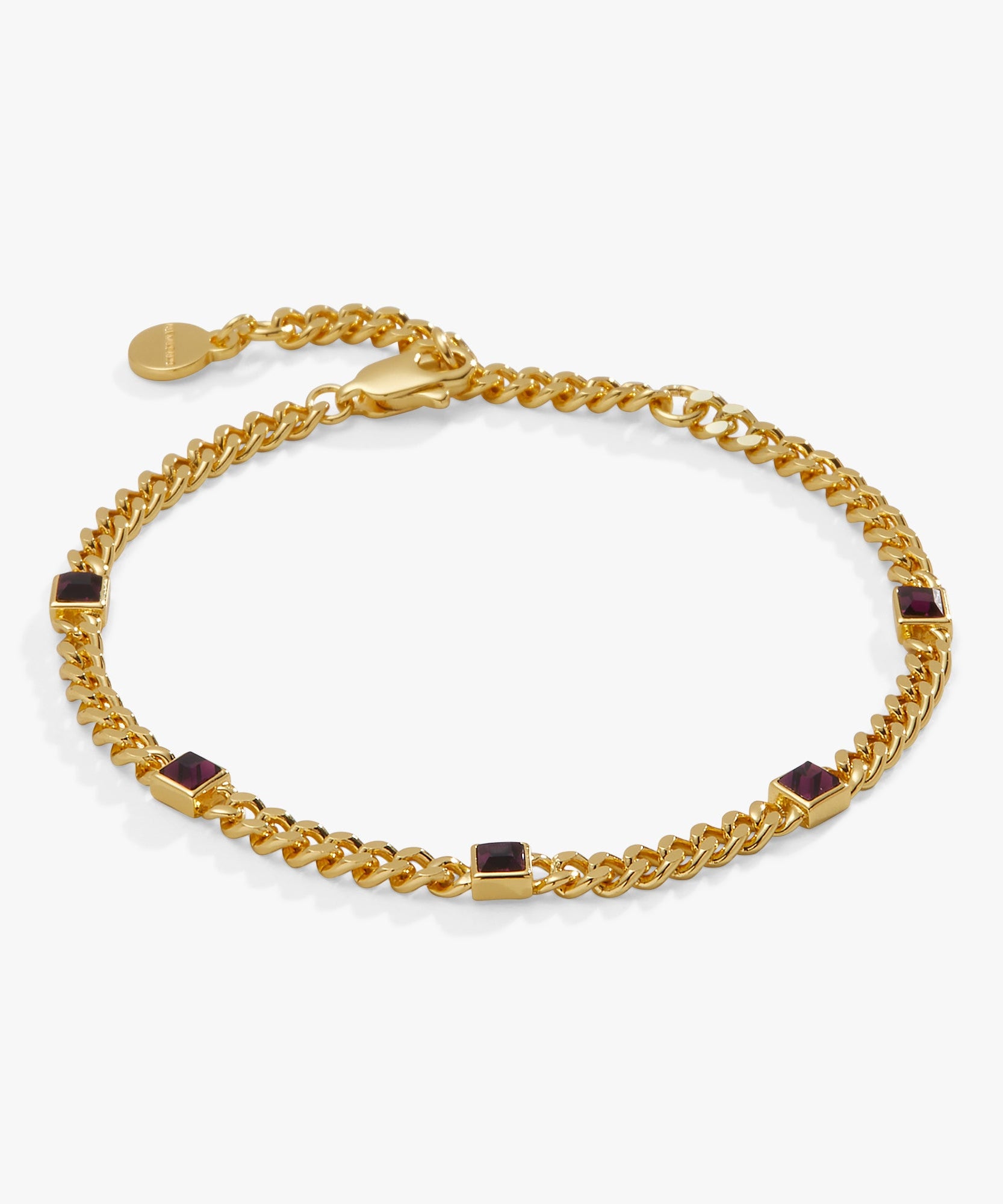 February Birthstone Amethyst Curb Chain Bracelet