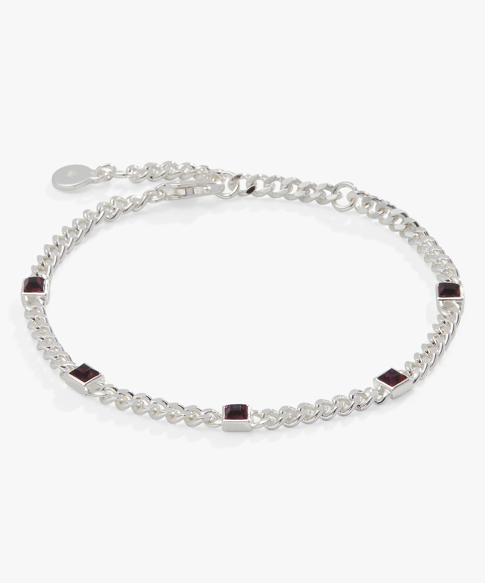 February Birthstone Amethyst Curb Chain Bracelet