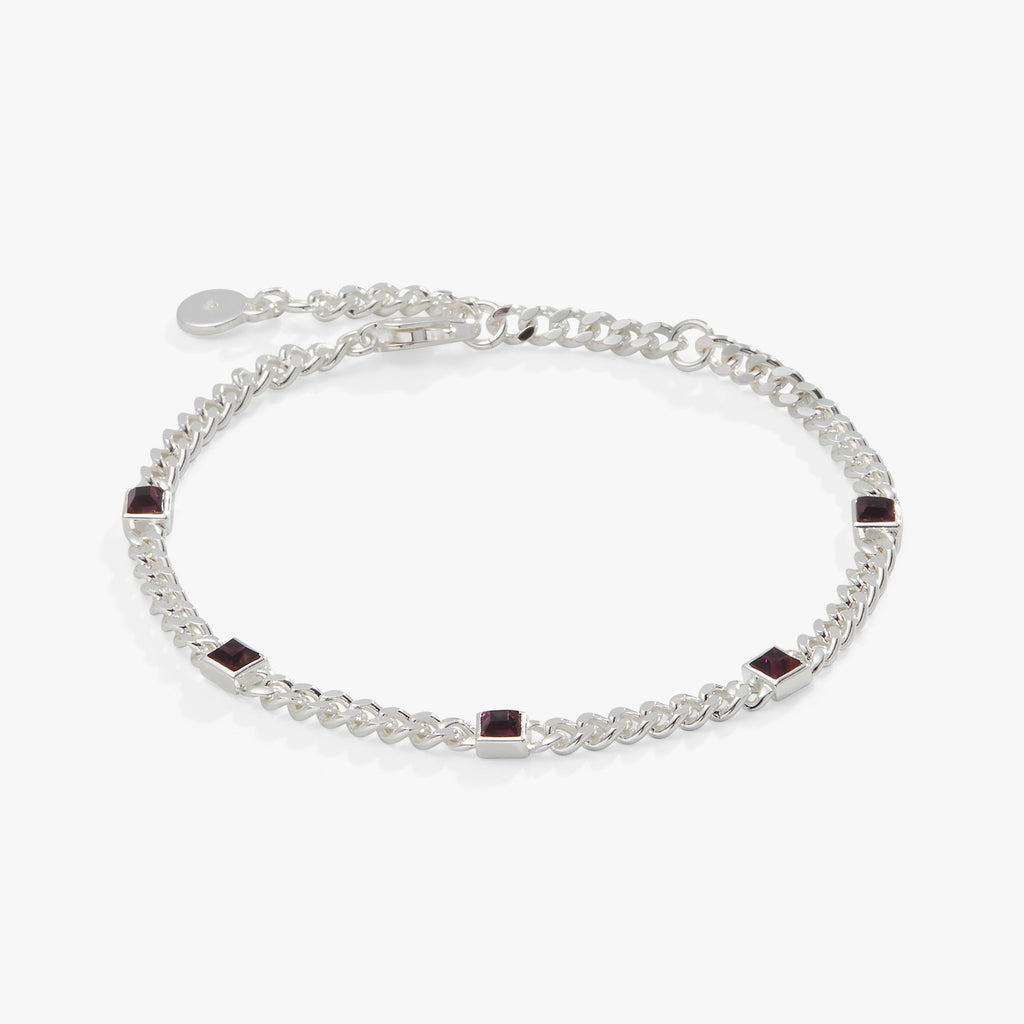 February Birthstone Amethyst Curb Chain Bracelet