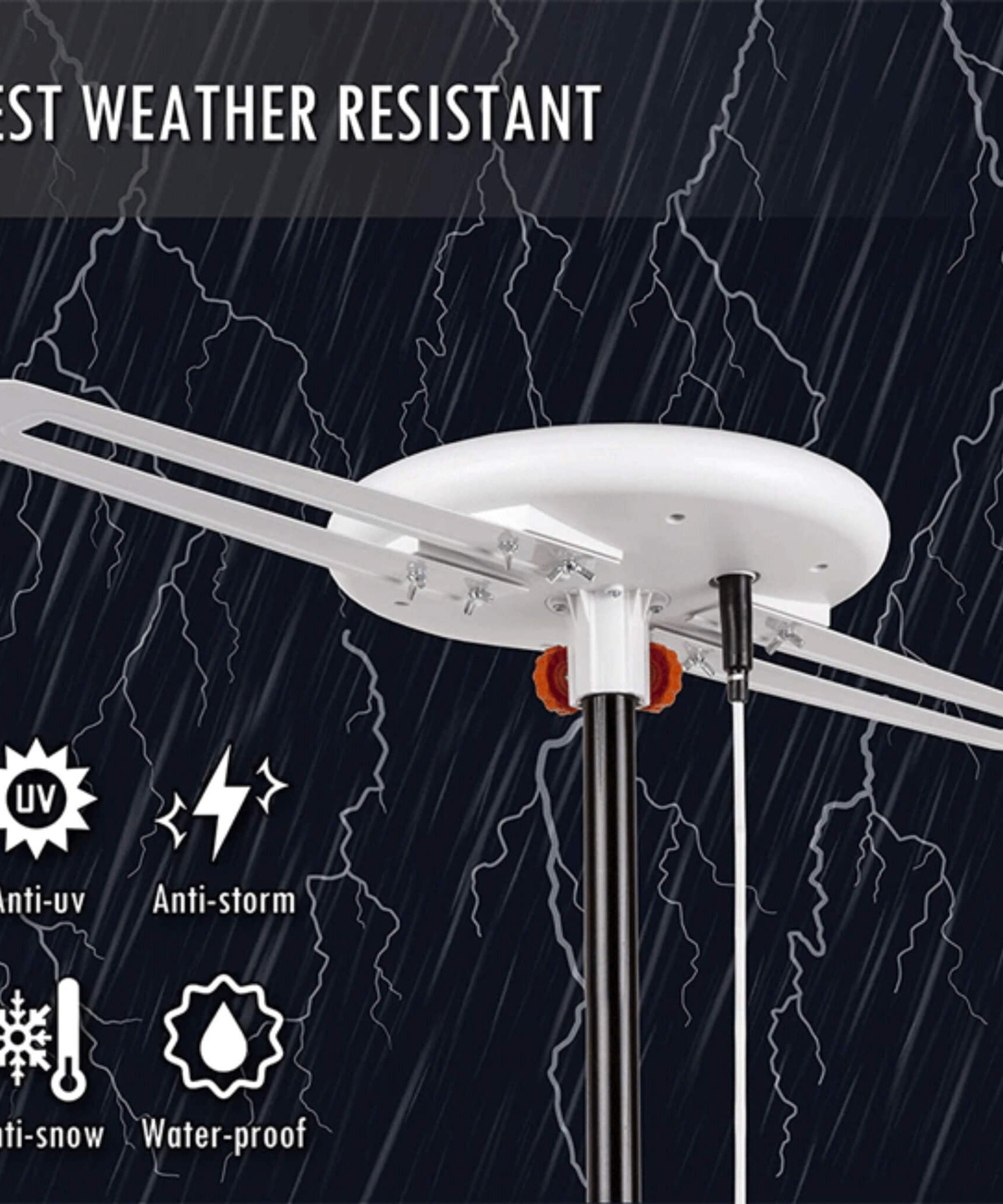 Amplified Outdoor Long Range Omni Directional Digital HDTV Antenna, 150 Miles (SAK91588)