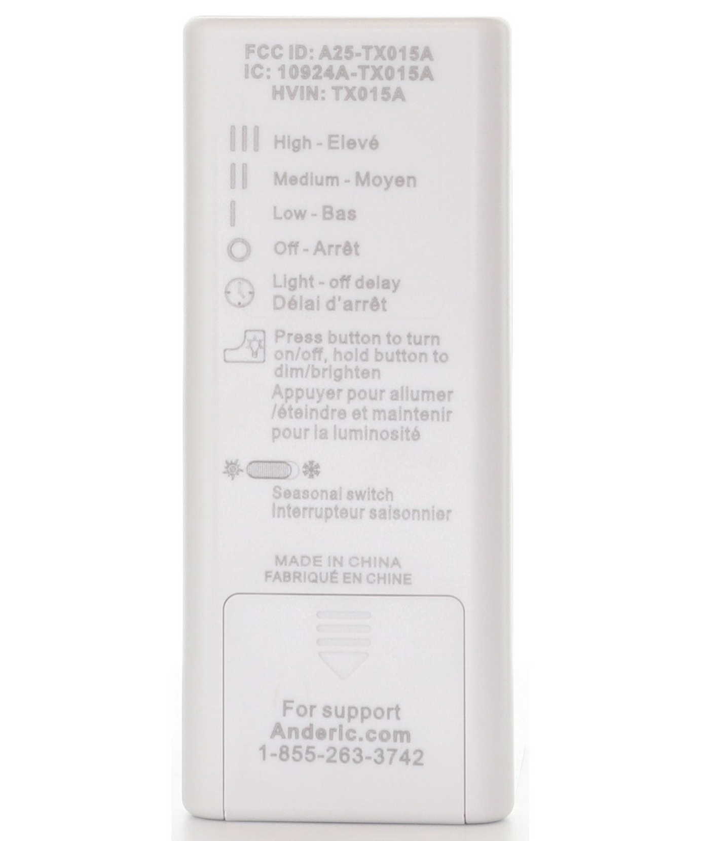Anderic Substitute for Harbor Breeze A25-TX015A Ceiling Fan Remote Control TX015A For Sailstream Fan [RRTX015]