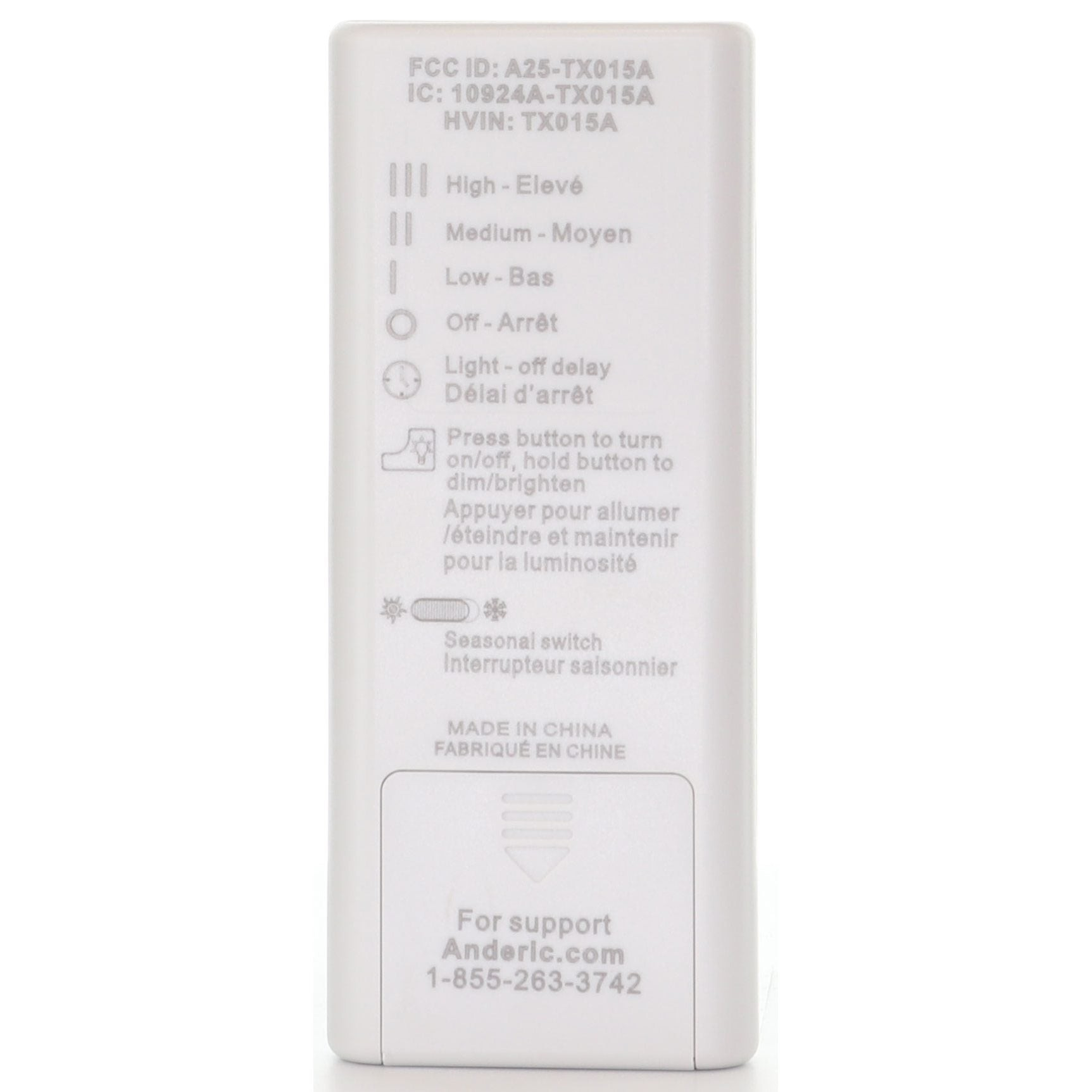 Anderic Substitute for Harbor Breeze A25-TX015A Ceiling Fan Remote Control TX015A For Sailstream Fan [RRTX015]