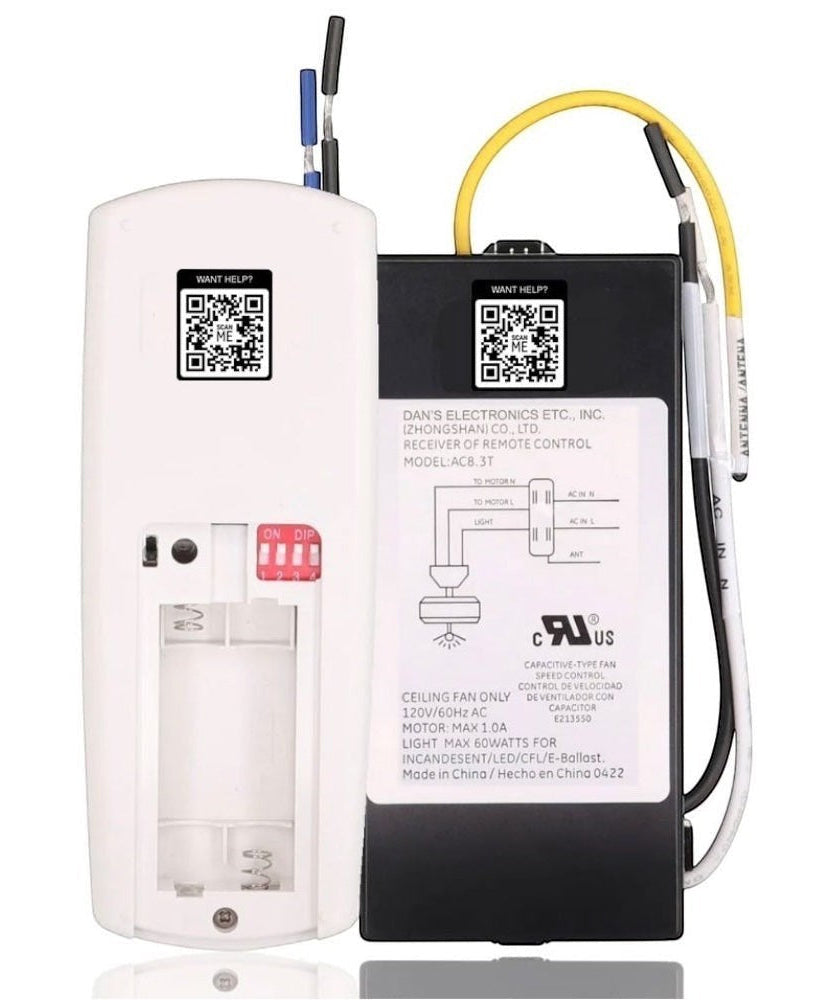 Anderic Substitute Kit for Hunter K6266-12 IN2TX49 Ceiling Fan Remote Control [63T-AC83T-KIT]