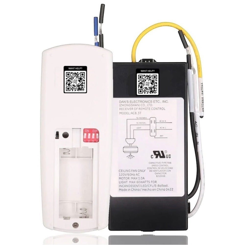 Anderic Substitute Kit for Hunter K6266-12 IN2TX49 Ceiling Fan Remote Control [63T-AC83T-KIT]