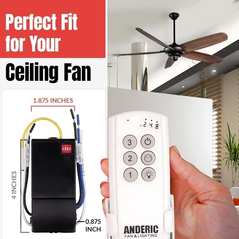 Anderic Substitute Kit for Hunter K6266-12 IN2TX49 Ceiling Fan Remote Control [63T-AC83T-KIT]