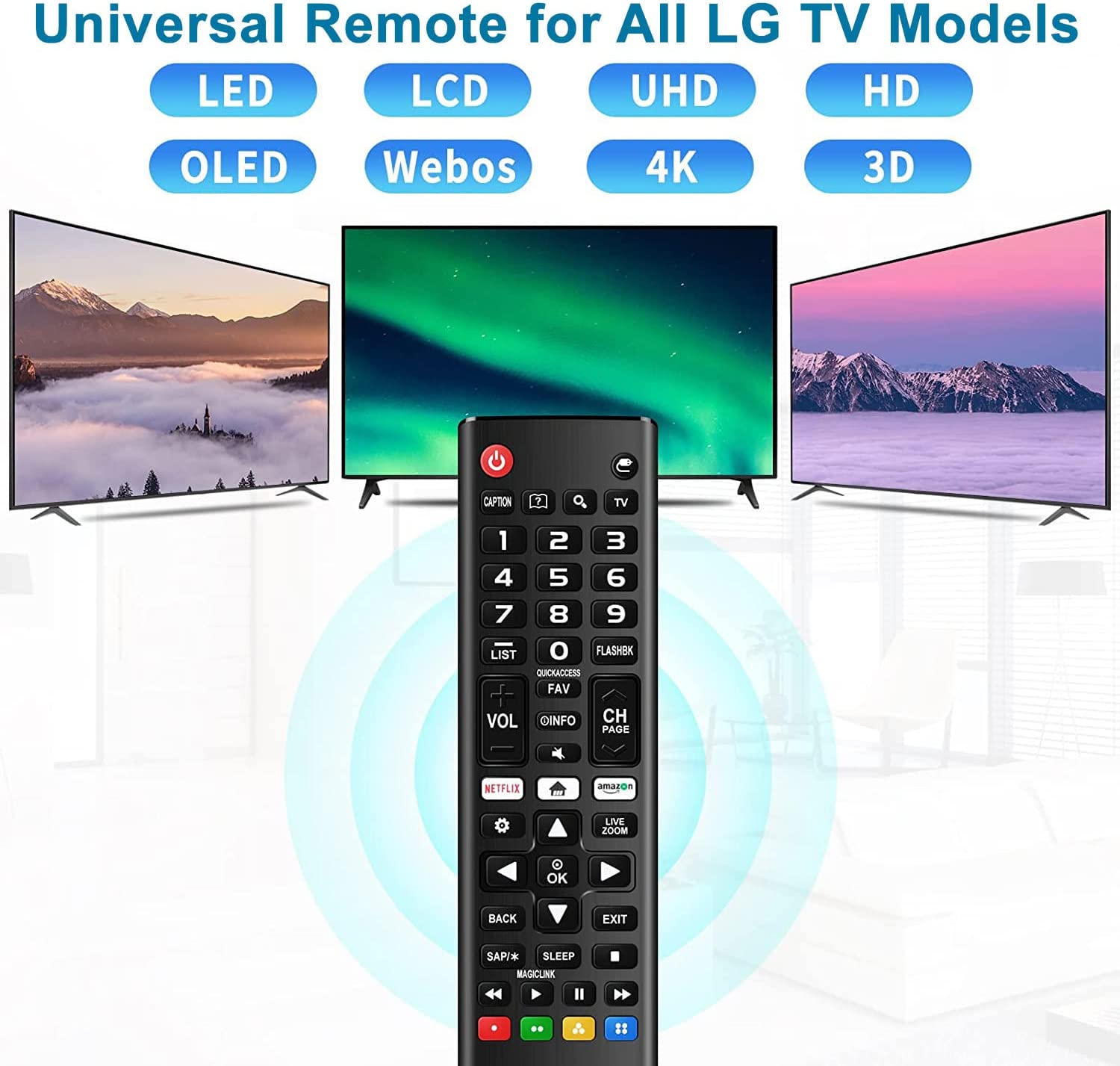 Anderic AKB75095307 Replacement TV Remote Control for LG