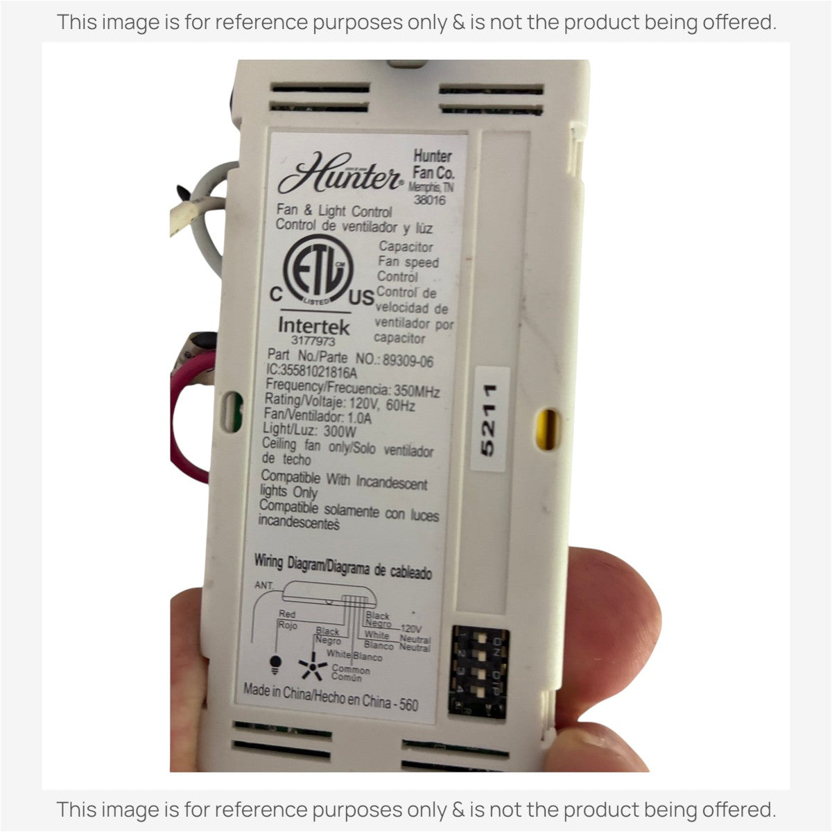 Anderic Substitute Kit for Hunter 89309-06 Ceiling Fan Receiver [63T-AC83T-KIT]