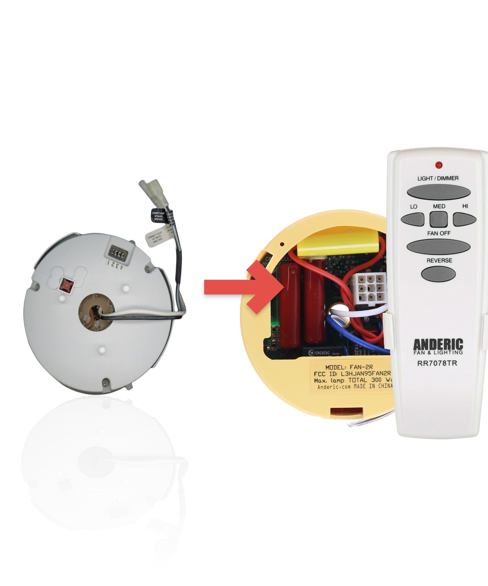 Anderic Substitute for Hunter 85112-04 Ceiling Fan Receiver [FAN2R-RR7078TR-KIT]