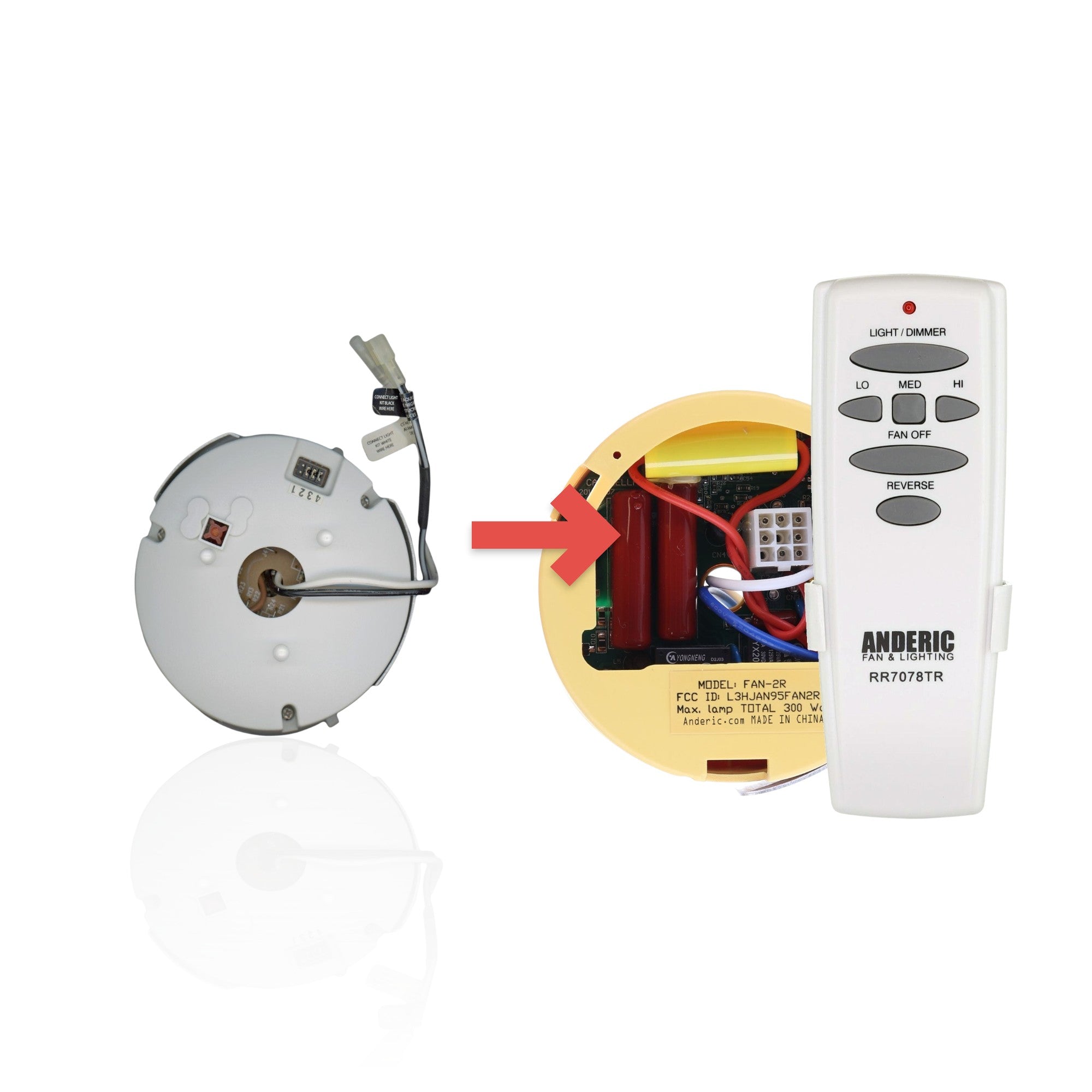 Anderic Substitute for Hunter 85112-04 Ceiling Fan Receiver [FAN2R-RR7078TR-KIT]