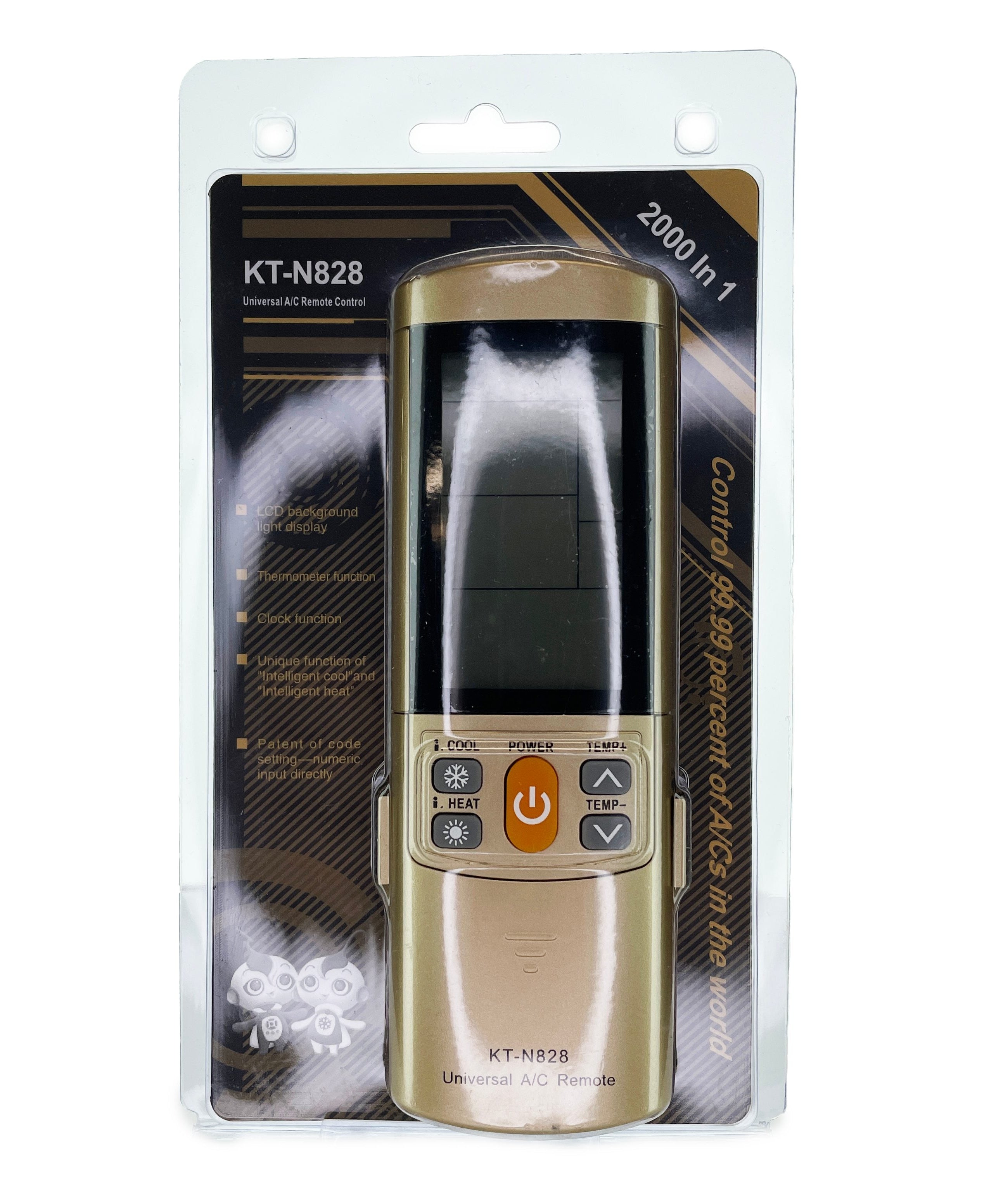 Anderic KTN828 (Gold) Universal Air Conditioner Remote Control for Mini Split, HVAC, Window, and Portable AC