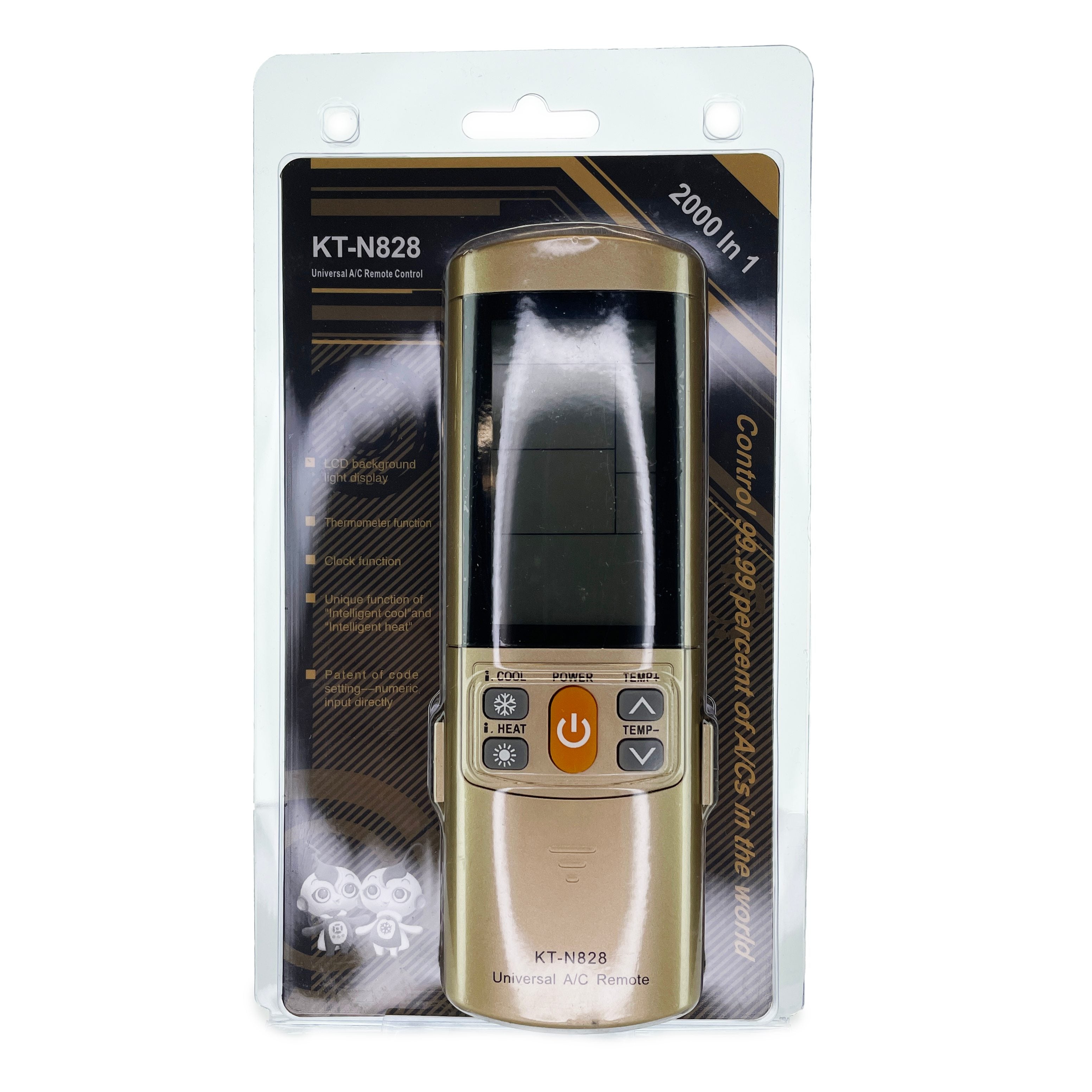 Anderic KTN828 (Gold) Universal Air Conditioner Remote Control for Mini Split, HVAC, Window, and Portable AC