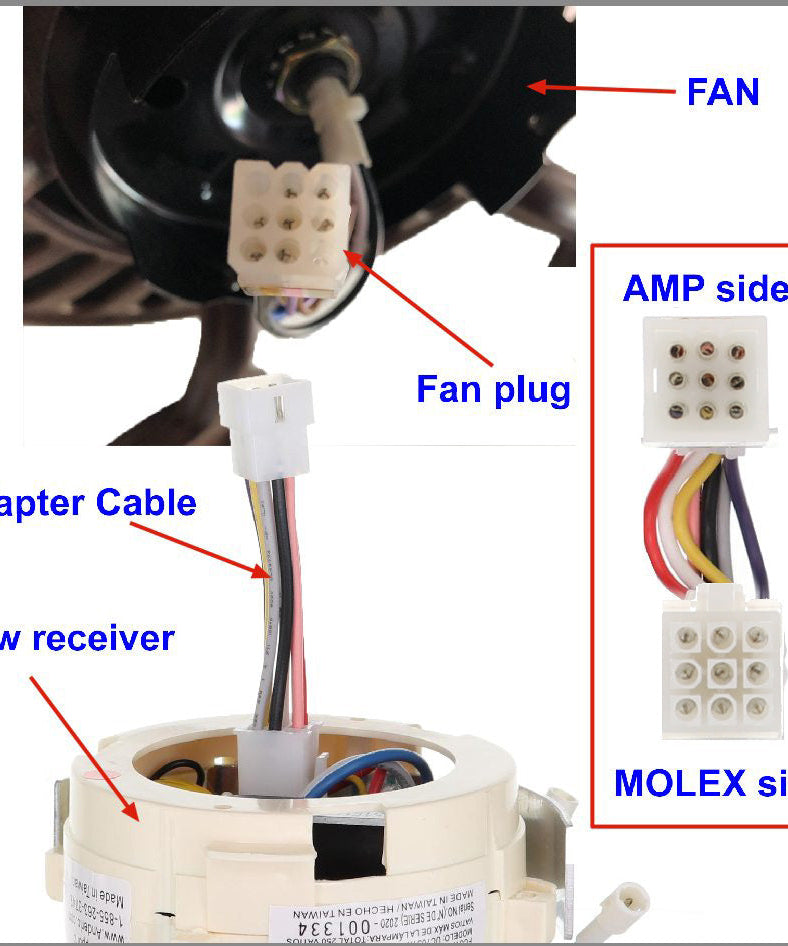 Anderic MR77A-MOLEX-KIT Replacement Ceiling Fan Remote Control Kit - MR77A, RR7222T434, MOLEX-AMP-ADAPTER