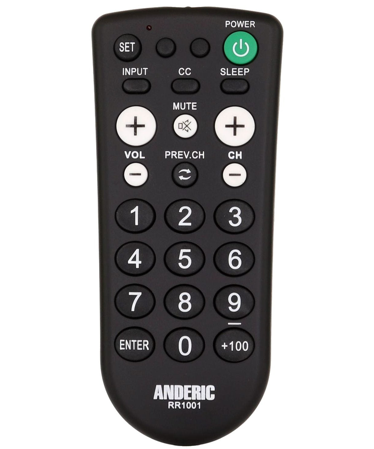 Anderic RR1001 1-Device Universal TV Remote Control with Large Keys for Hospitality
