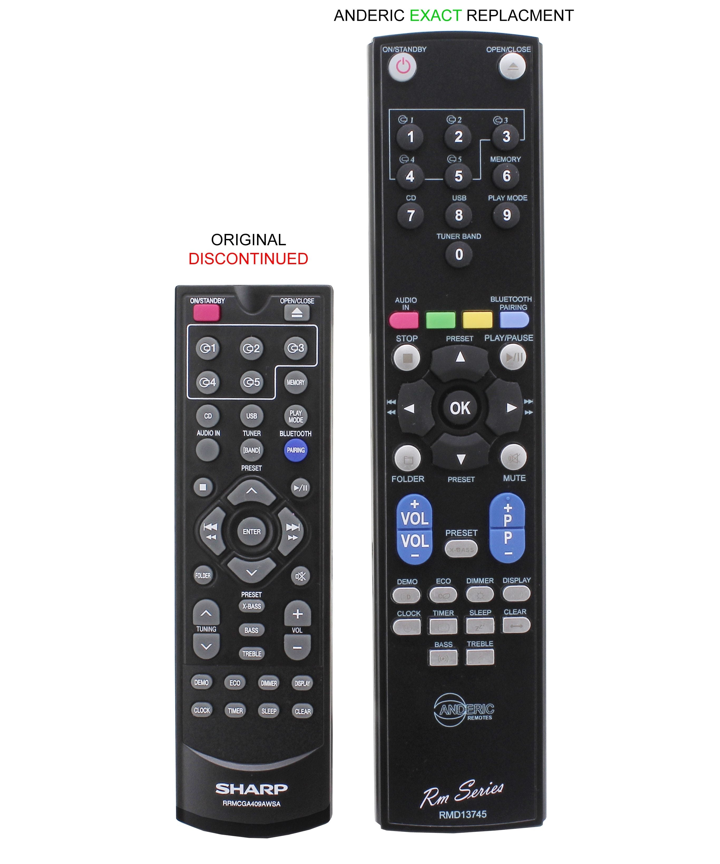 Anderic RRMCGA409AWSA Replacement Audio Remote Control for Sharp RMD13745