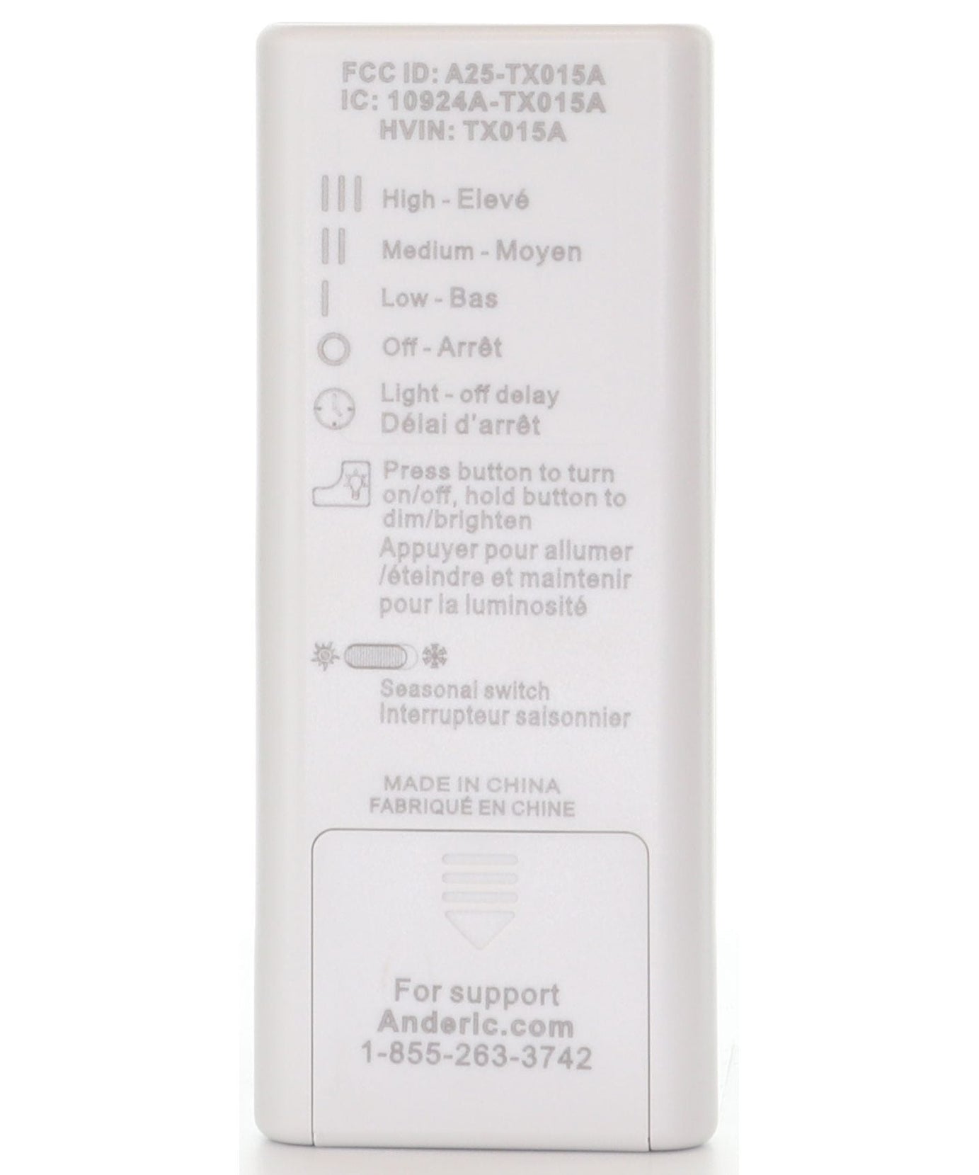 Anderic RRTX015 Replacement Ceiling Fan Remote Control for Harbor Breeze A25-TX015A