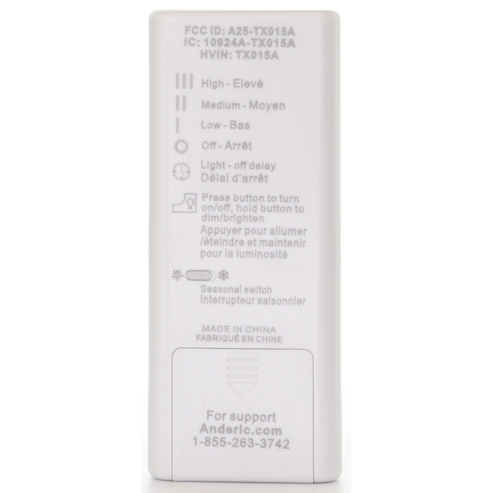 Anderic RRTX015 Replacement Ceiling Fan Remote Control for Harbor Breeze A25-TX015A