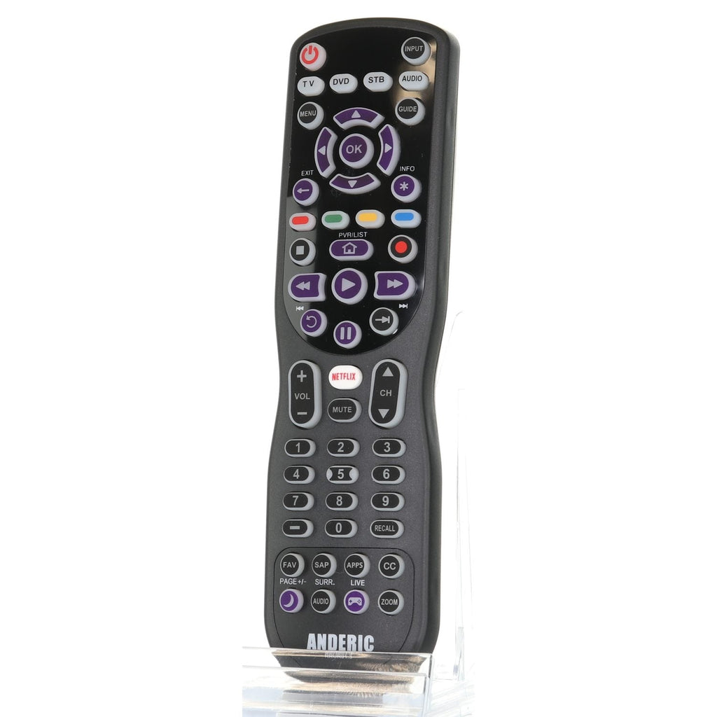 Anderic RRUR01.8 4-Device Universal Remote Control for Roku Streaming Players & Roku TV's with Backlighting, Learning, and Macro