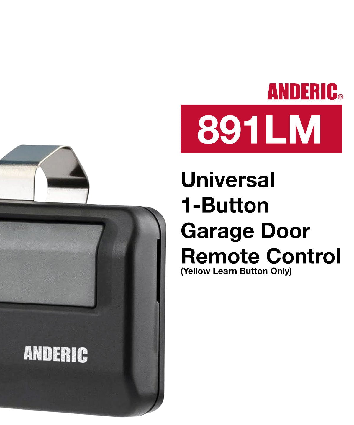 Anderic 891LM 950ESTD Garage Door Opener Remote Control for Liftmaster, Chamberlain, Sears, and Craftsman with Yellow Learn Key