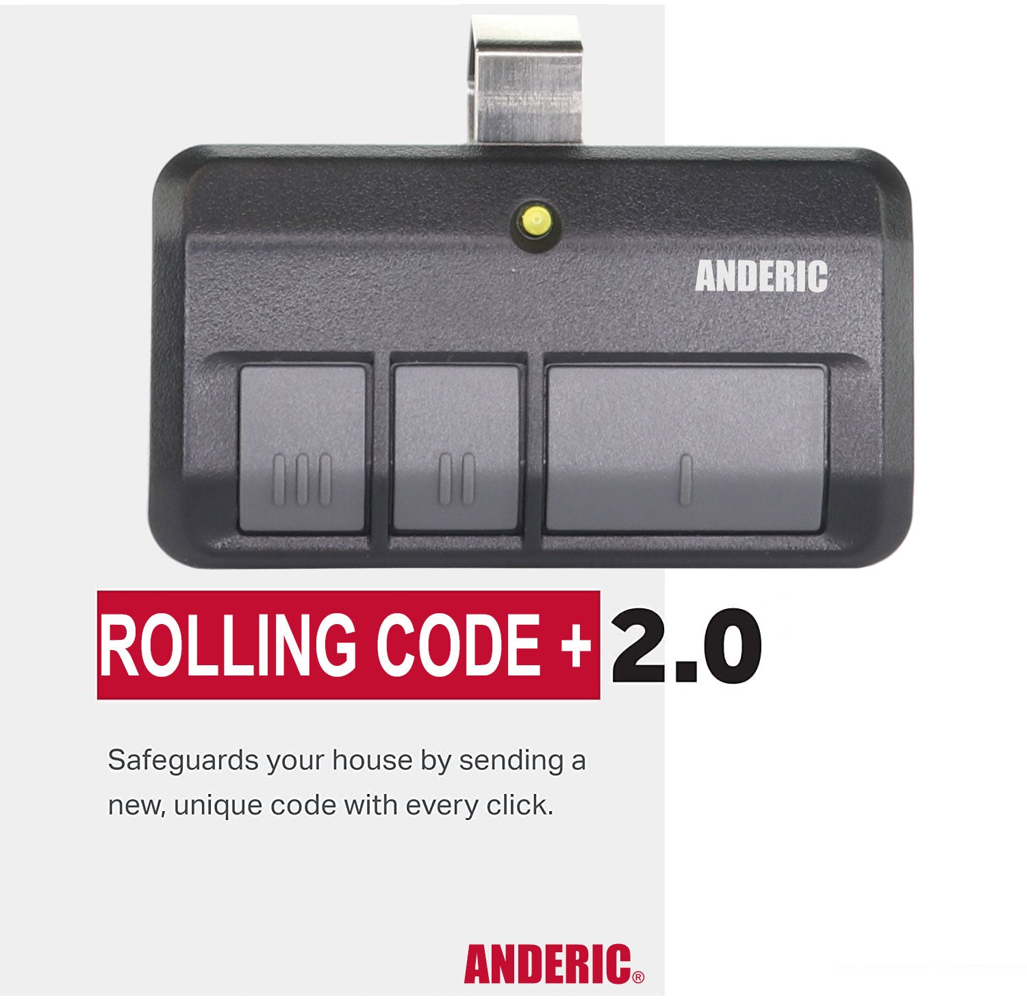 Anderic 893LM 953ESTD Replacement Three Button Garage Door Opener Remote Control for Chamberlain, Liftmaster, and Craftsman with Yellow Learn Button