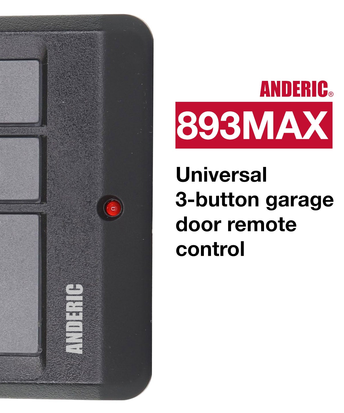 Anderic 893MAX Universal Garage Door Opener Remote Control for Liftmaster for Purple, Yellow, Green, Red, and Orange Learning Key